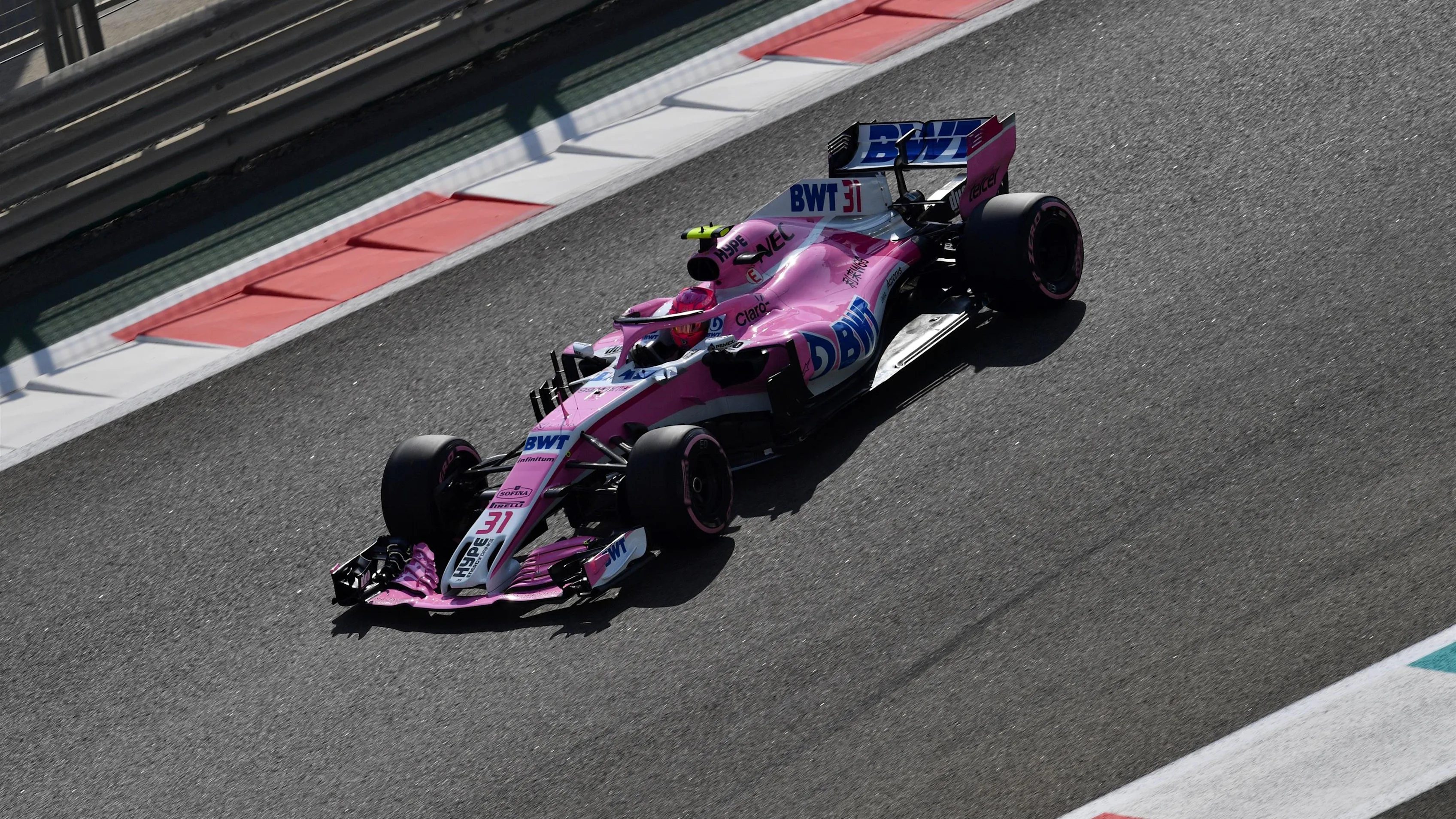 Esteban Ocon, Racing Point Force India VJM11 at Formula One World Championship, Rd21, Abu Dhabi Grand Prix, Qualifying, Yas Marina Circuit, Abu Dhabi, UAE, Saturday 24 November 2018.
