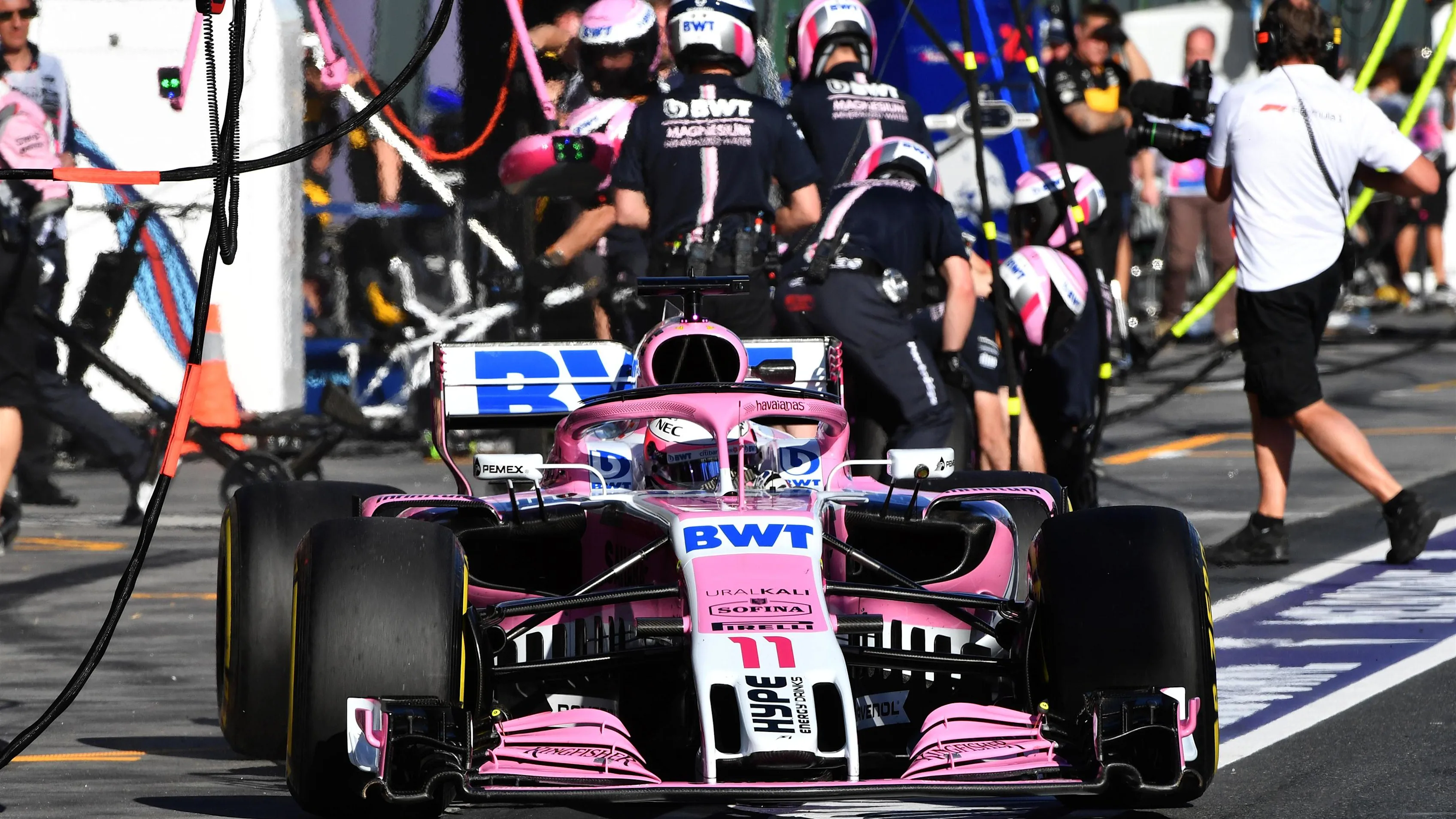 Sergio Perez (MEX) Force India VJM11 at Formula One World Championship, Rd1, Australian Grand Prix, Practice, Melbourne, Australia, Friday 23 March 2018. © Mark Sutton/Sutton Images