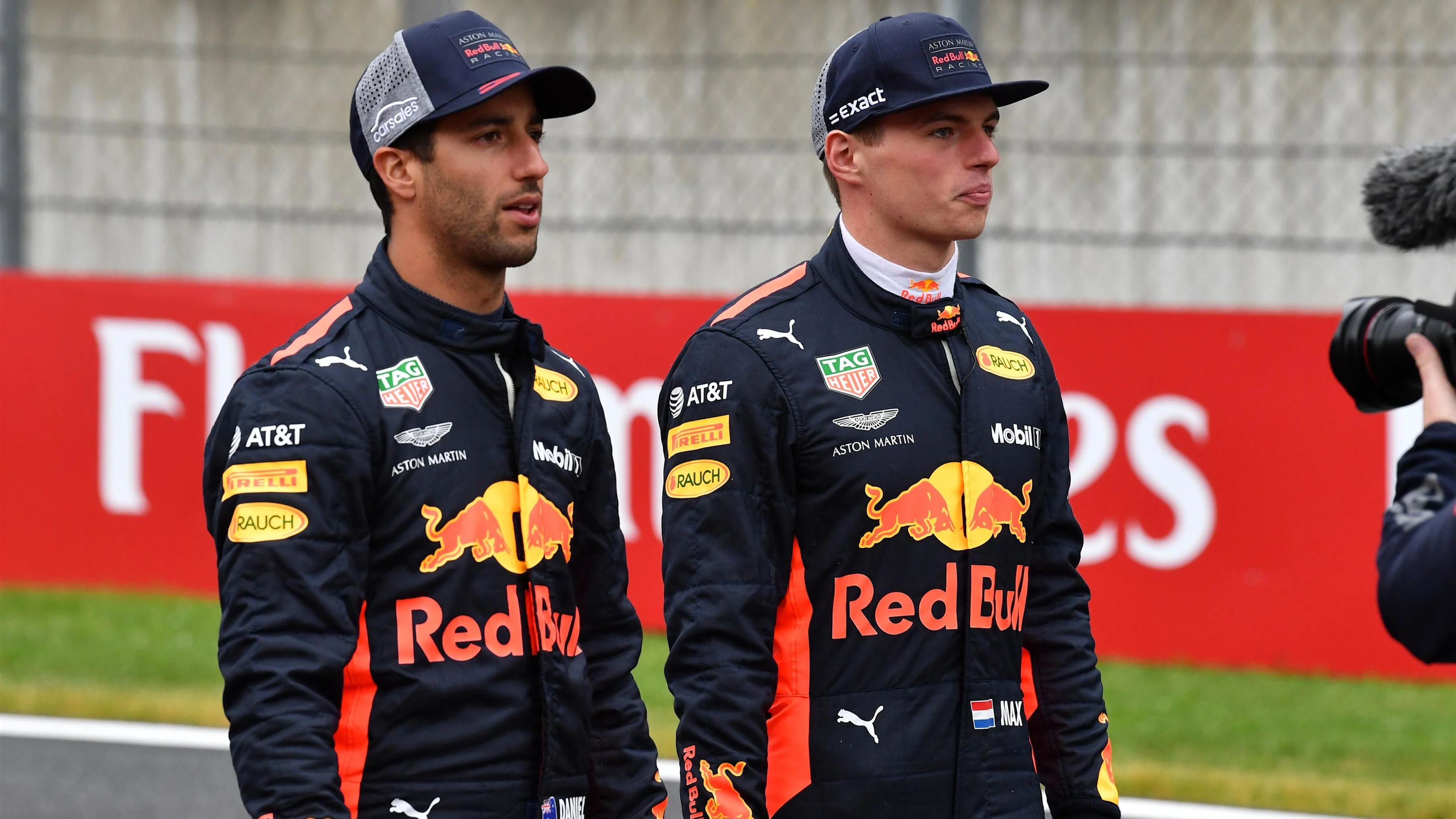 Daniel Ricciardo (AUS) Red Bull Racing and Max Verstappen (NED) Red Bull Racing at Formula One