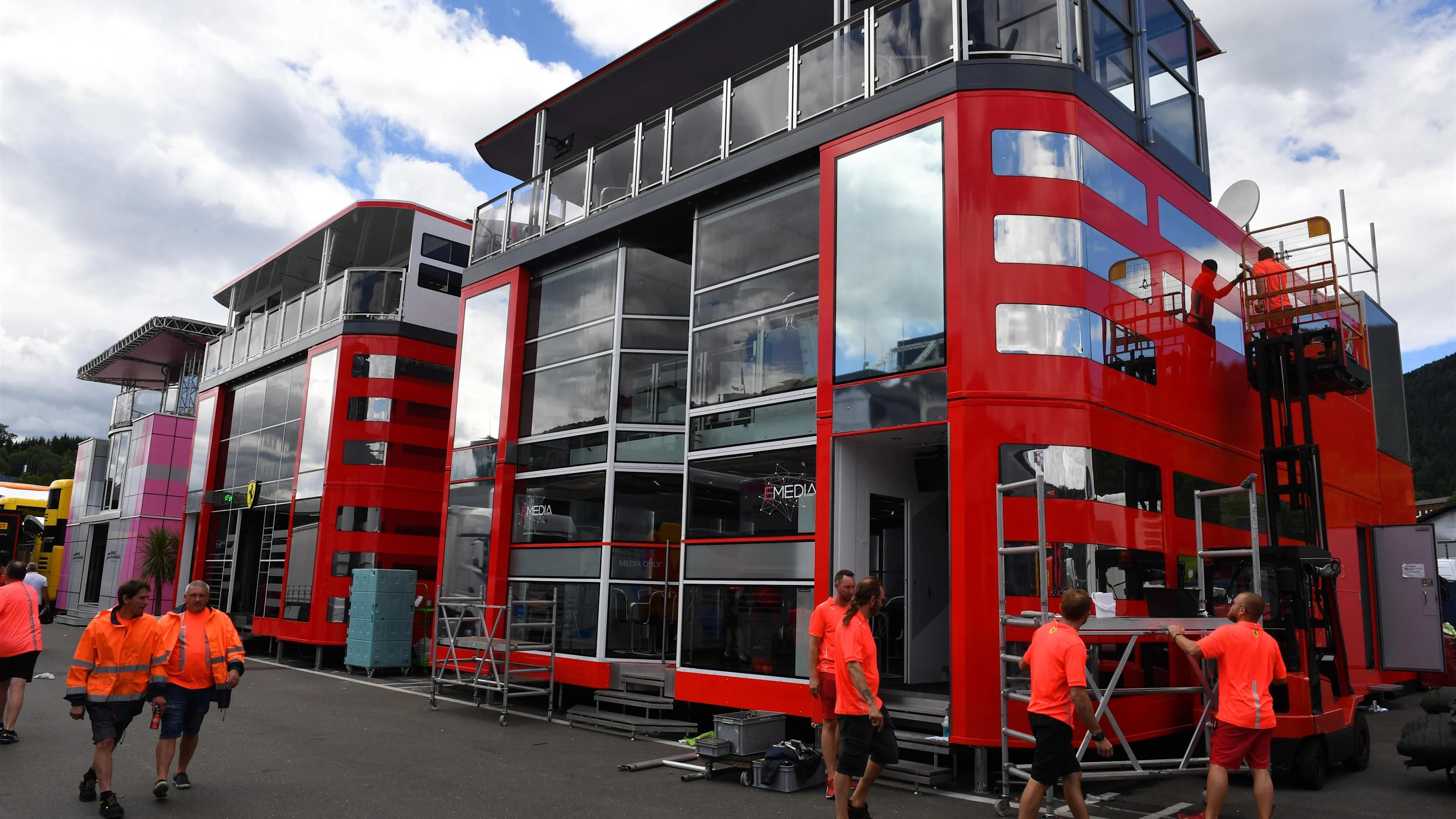 Ferrari motorhome at Formula One World Championship, Rd9, Austrian Grand Prix, Preparations,