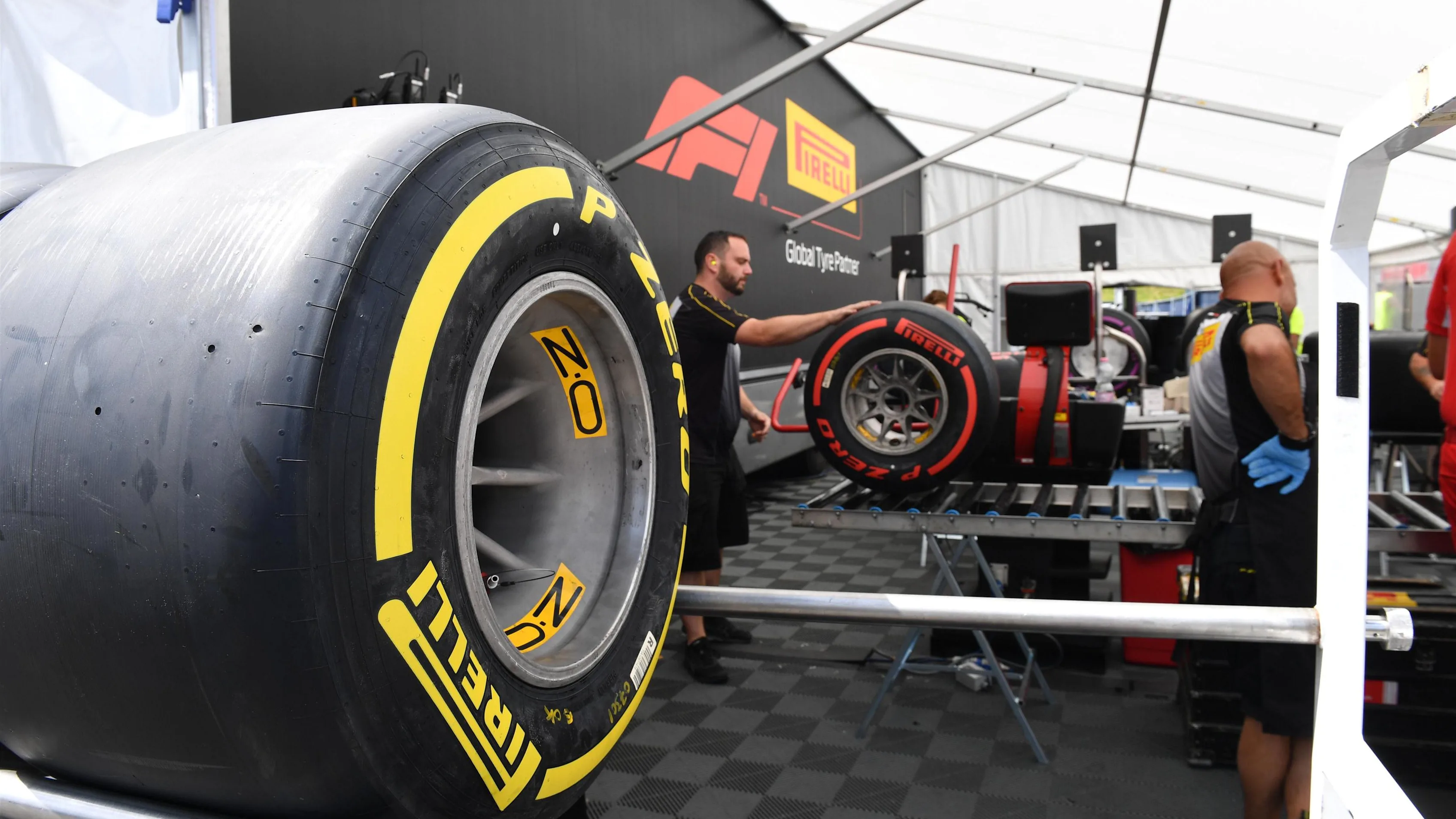 Pirelli tyres preparation area at Formula One World Championship, Rd9, Austrian Grand Prix,