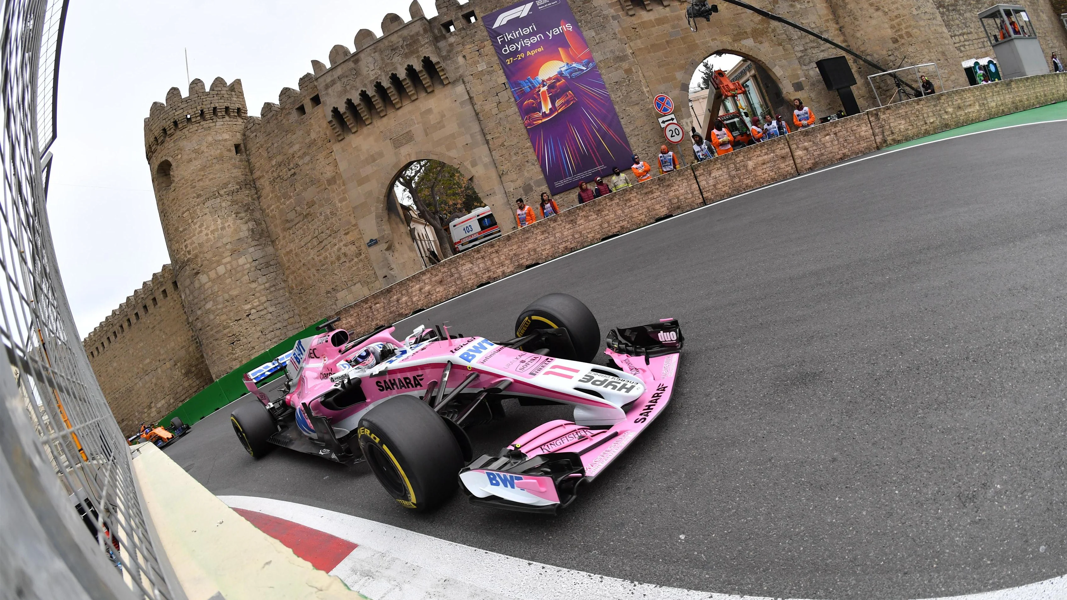Sergio Perez (MEX) Force India VJM11 at Formula One World Championship, Rd4, Azerbaijan Grand Prix,