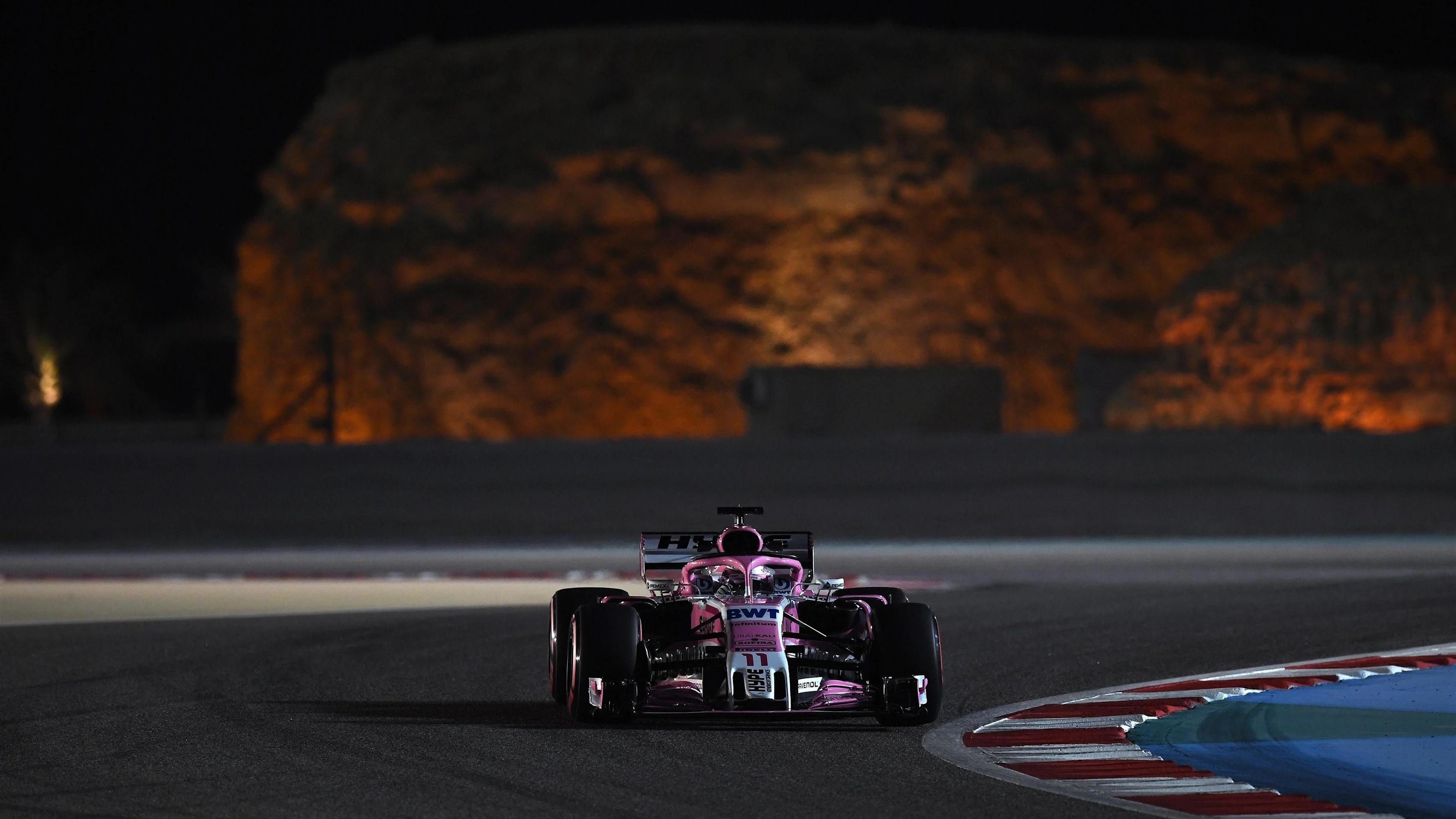 Sergio Perez (MEX) Force India VJM11 at Formula One World Championship, Rd2, Bahrain Grand Prix, Practice, Bahrain International Circuit, Sakhir, Bahrain, Friday 6 April 2018. © Mark Sutton/Sutton Images