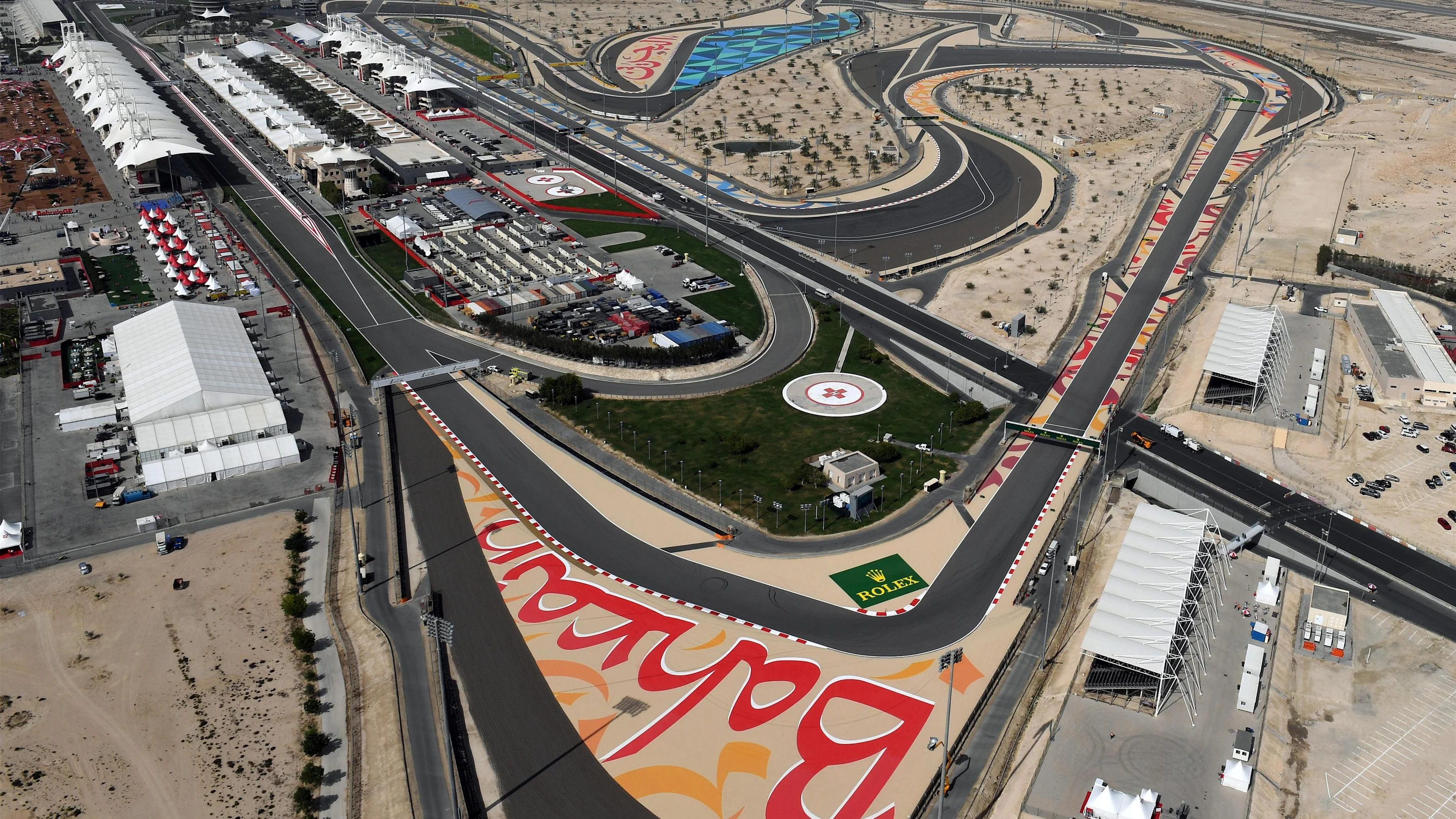 Aerial view at Formula One World Championship, Rd2, Bahrain Grand Prix, Qualifying, Bahrain