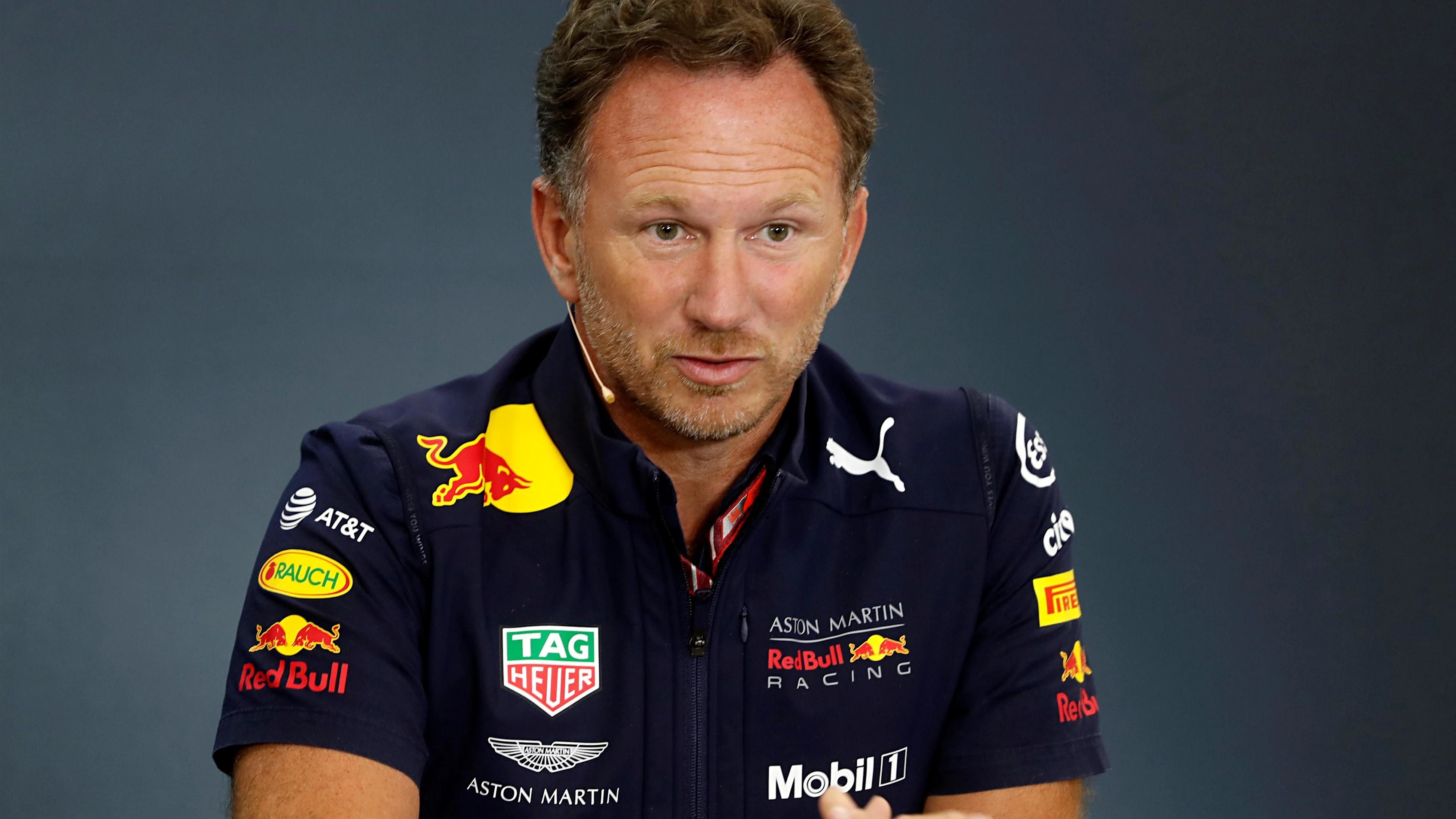 Christian Horner, Red Bull Racing Team Principal in the Press Conference at Formula One World