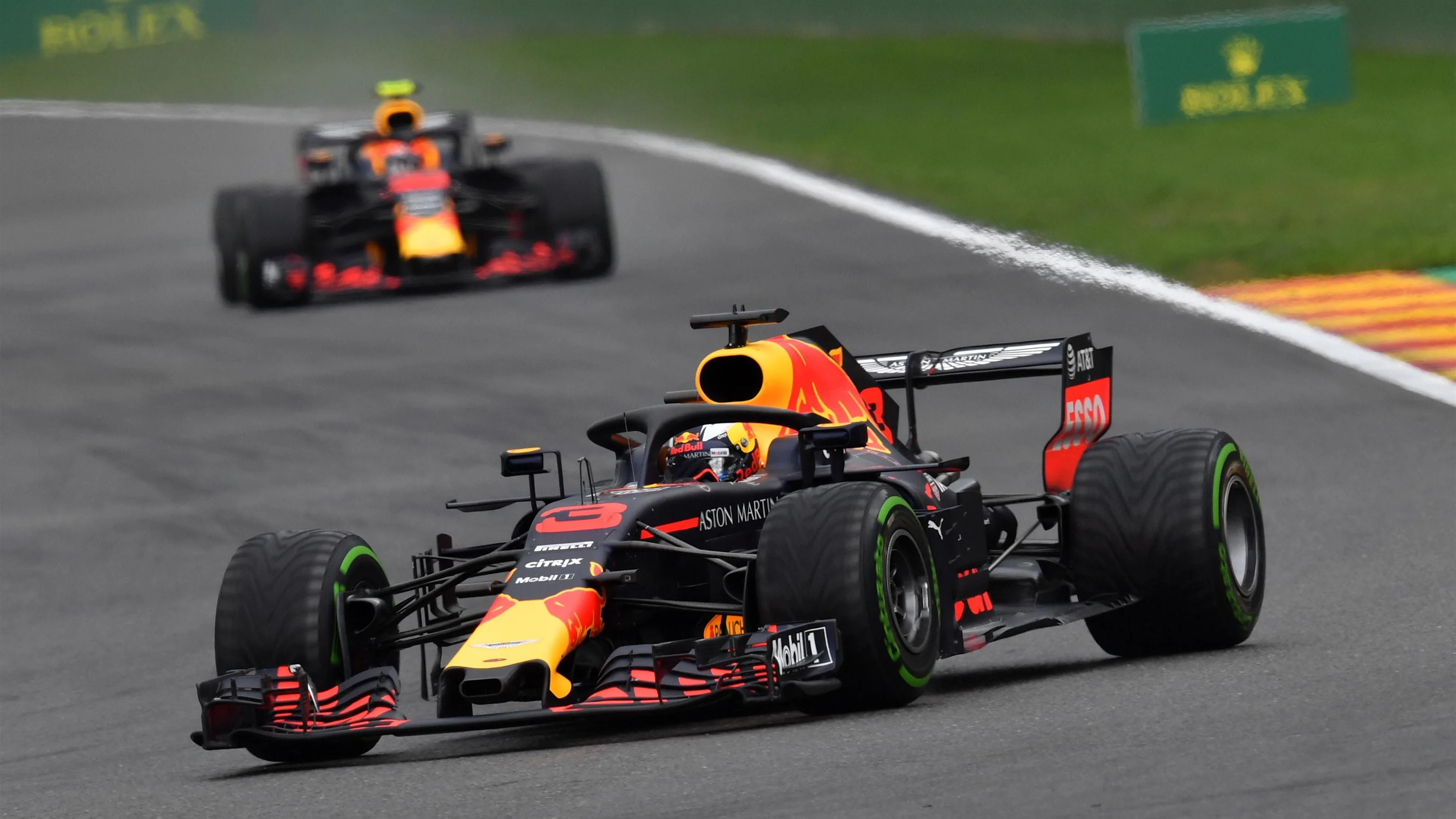 Daniel Ricciardo, Red Bull Racing RB14 and Max Verstappen, Red Bull Racing RB14 at Formula One