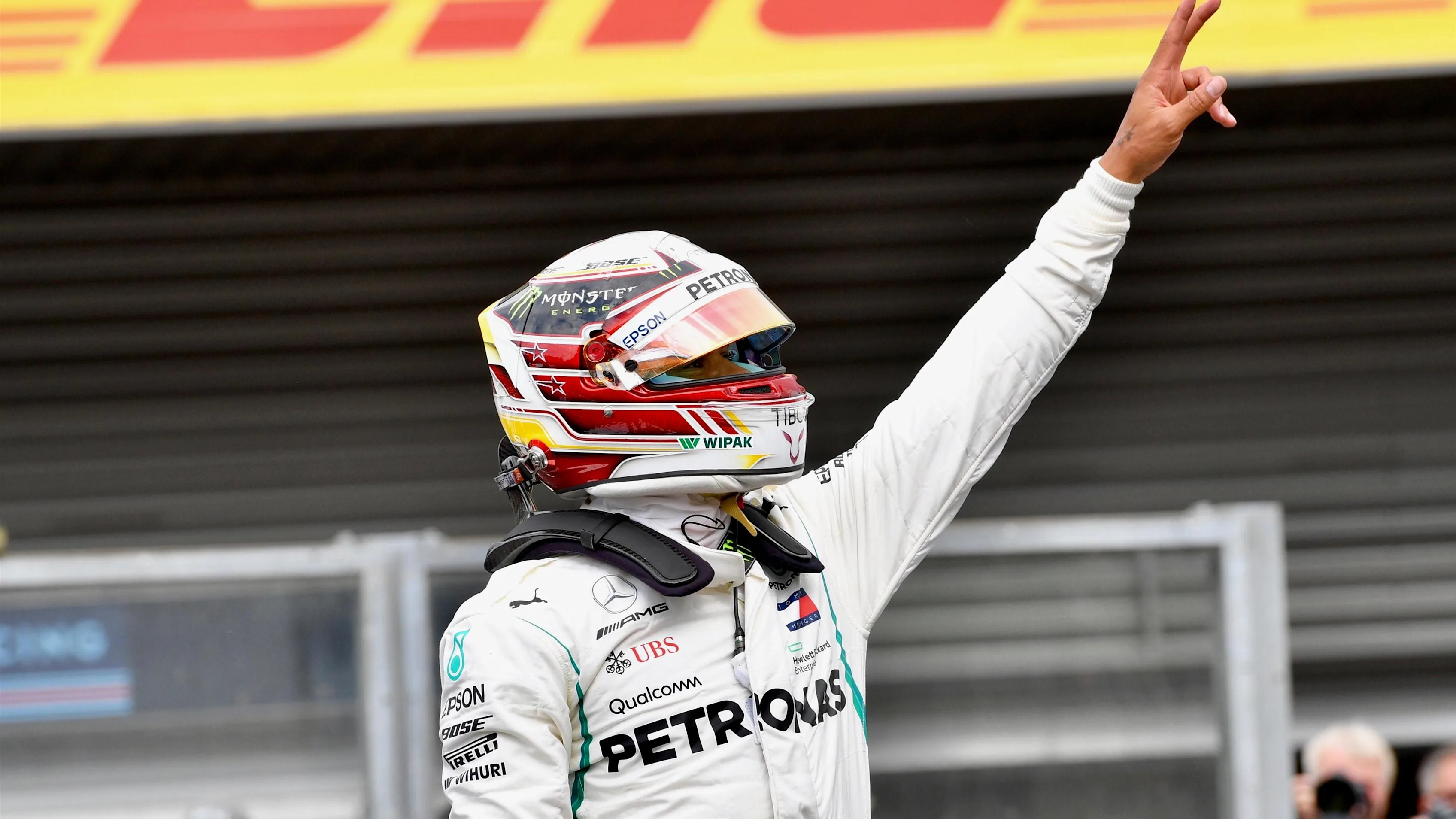Pole sitter Lewis Hamilton, Mercedes AMG F1 celebrates in parc ferme at Formula One World Championship, Rd13, Belgian Grand Prix, Qualifying, Spa Francorchamps, Belgium, Saturday 25 August 2018. © Jerry Andre/Sutton Images