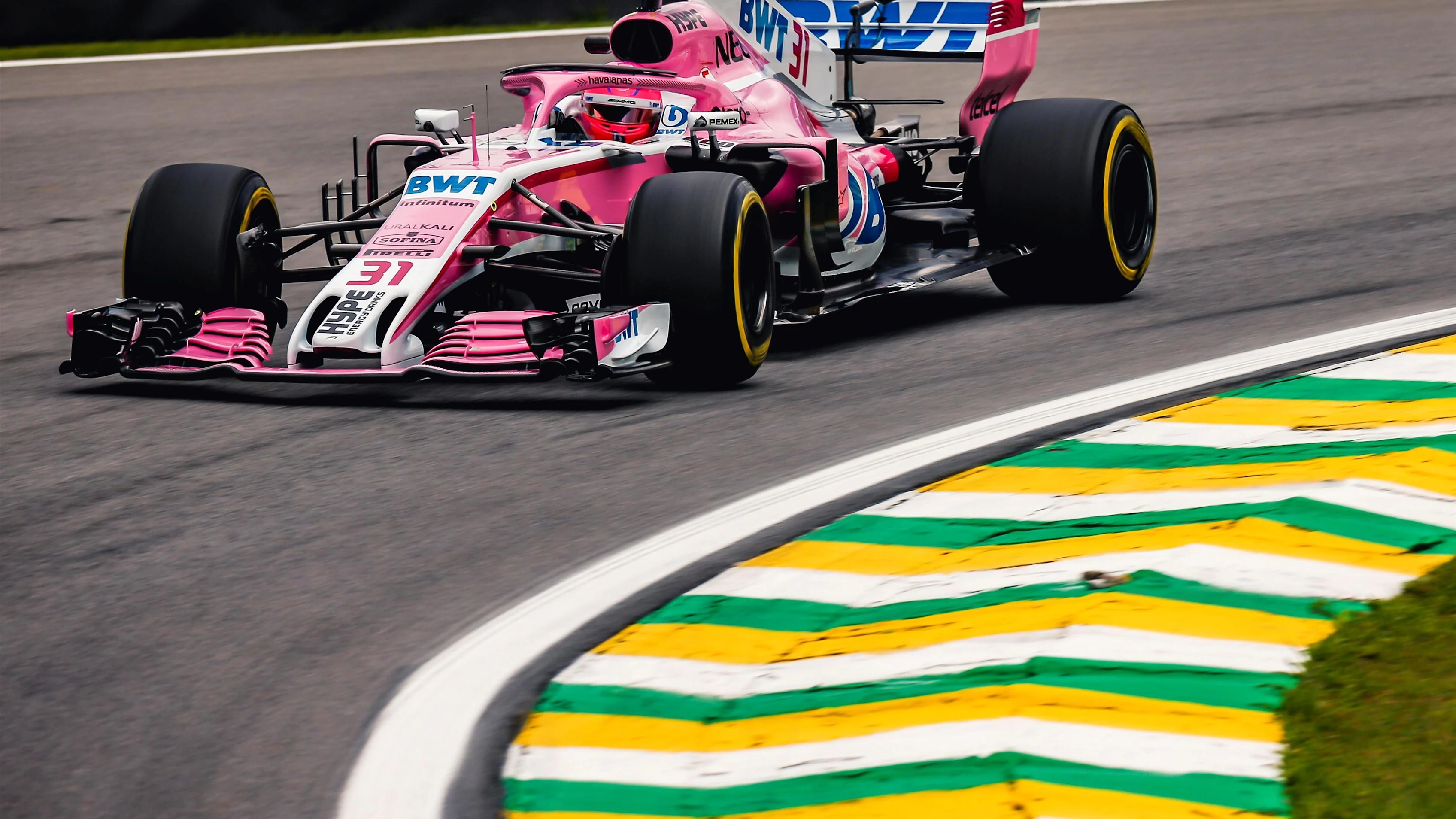 Esteban Ocon, Racing Point Force India VJM11 at Formula One World Championship, Rd20, Brazilian