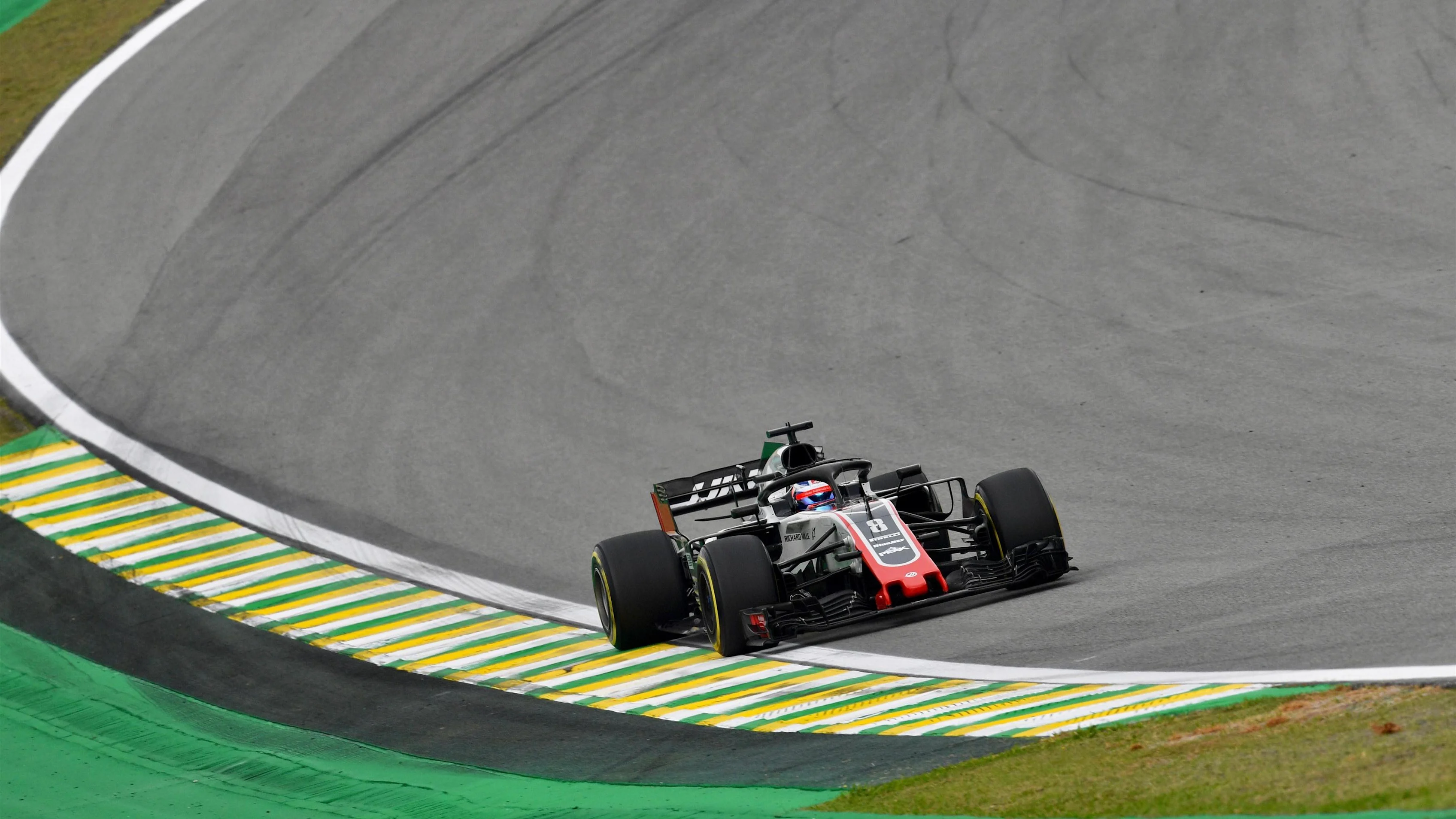 Romain Grosjean, Haas F1 Team VF-18 at Formula One World Championship, Rd20, Brazilian Grand Prix, Practice, Interlagos, Sao Paulo, Brazil, Friday 9 November 2018.