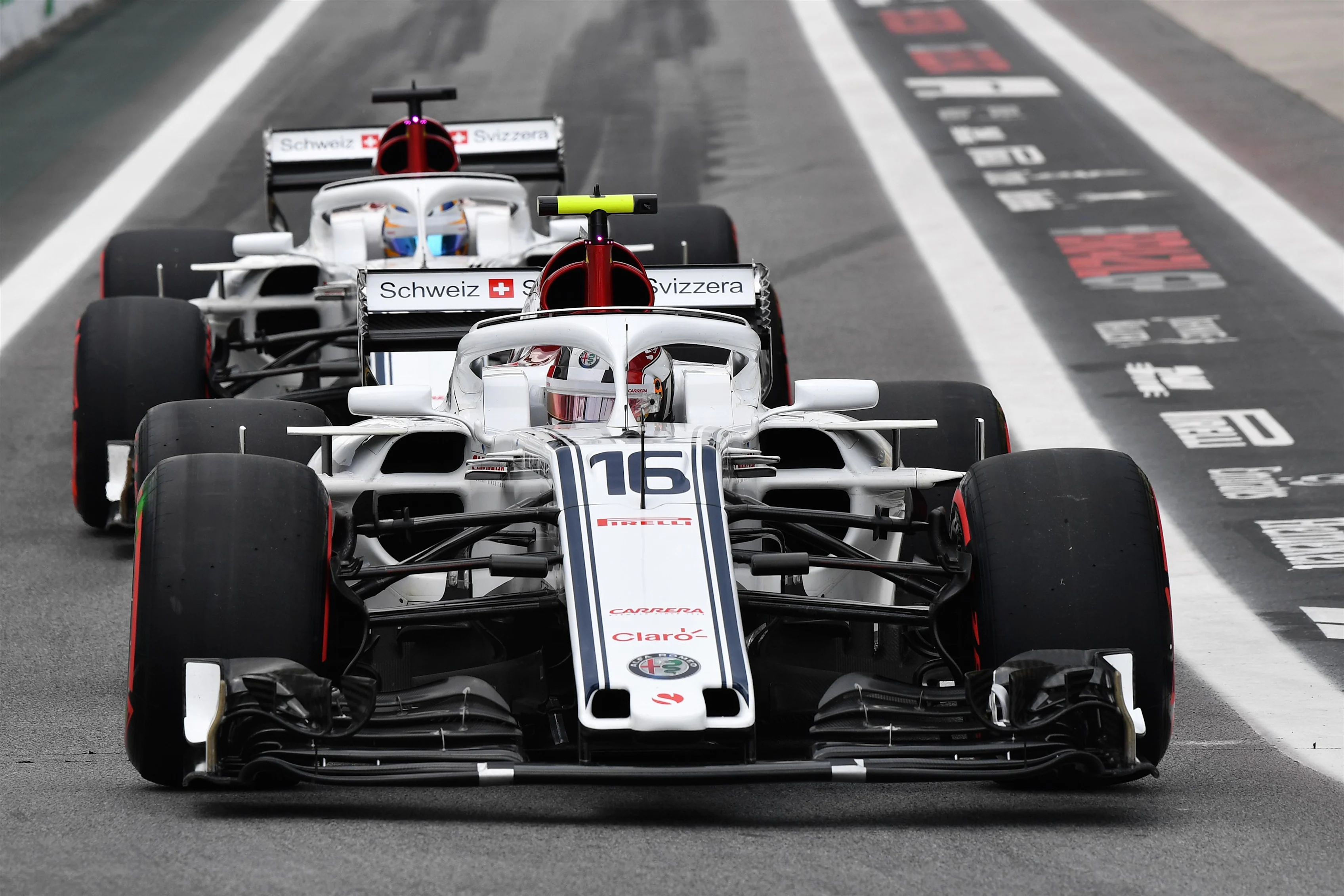 Charles Leclerc, Alfa Romeo Sauber C37 and Marcus Ericsson, Alfa Romeo Sauber C37 at Formula One