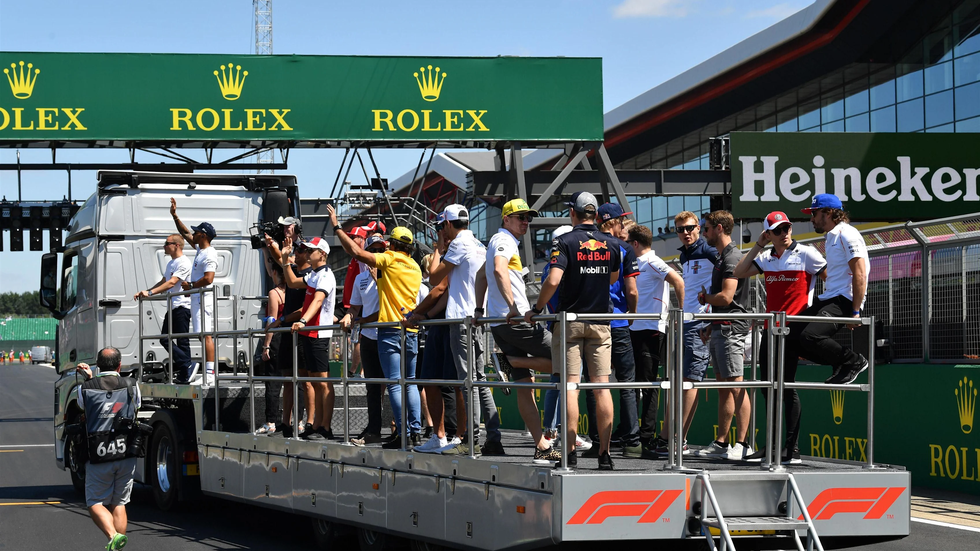 Drivers parade at Formula One World Championship, Rd10, British Grand Prix, Race, Silverstone,
