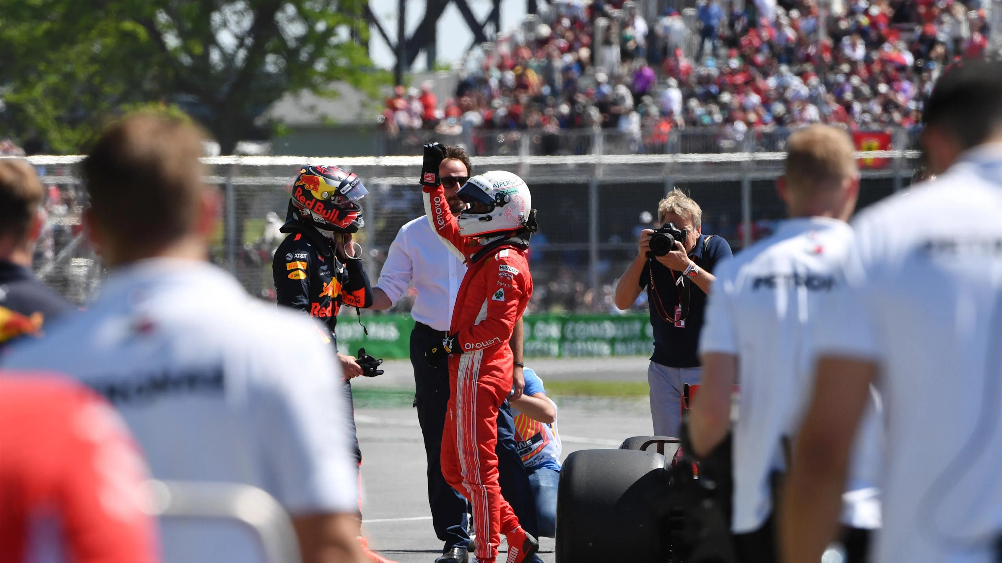 Pole sitter Sebastian Vettel (GER) Ferrari celebrates in parc ferme at Formula One World