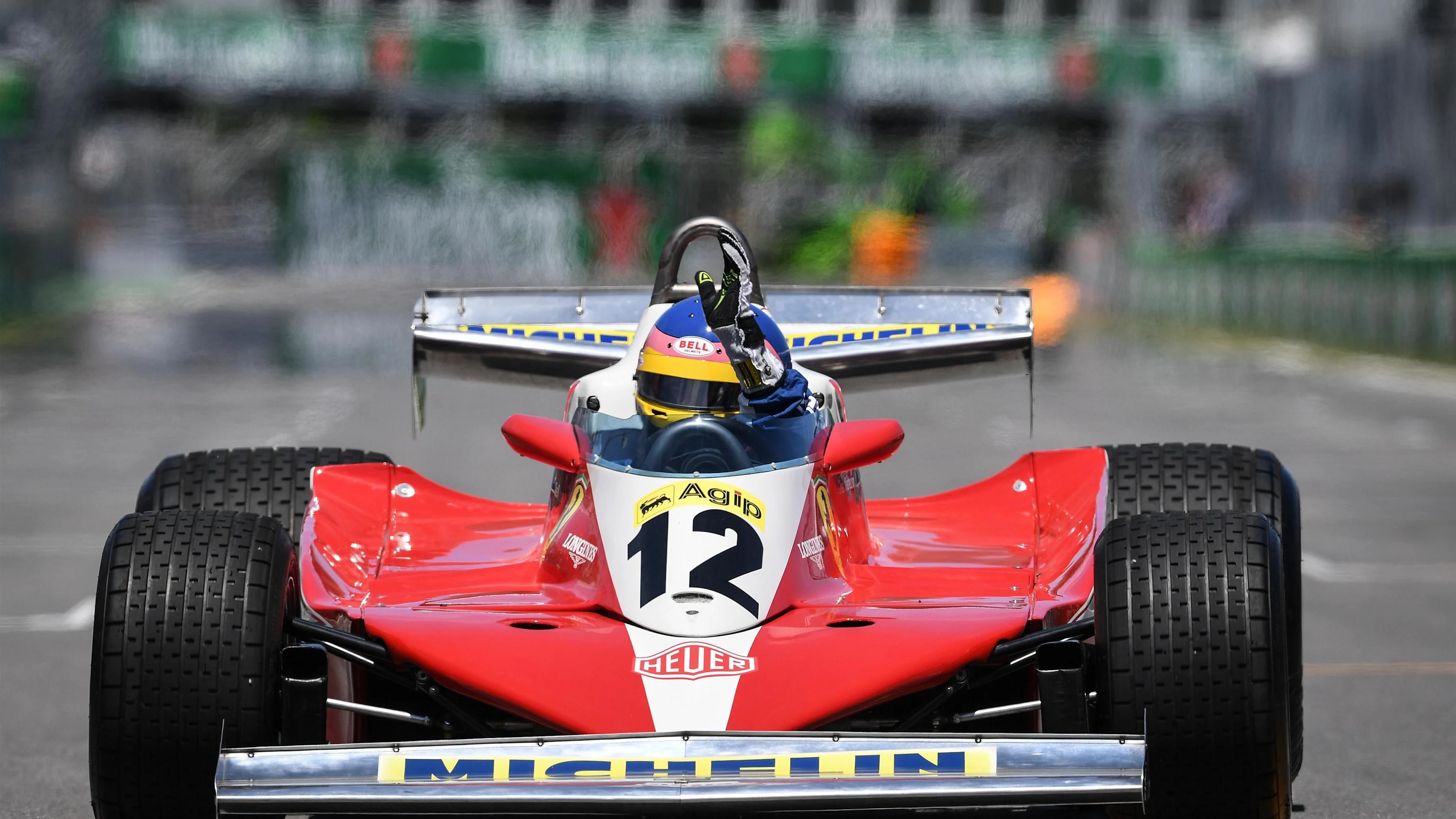 Jacques Villeneuve (CDN) drives his Fathers 1978 Canadian GP winning Ferrari 312T3 at Formula One