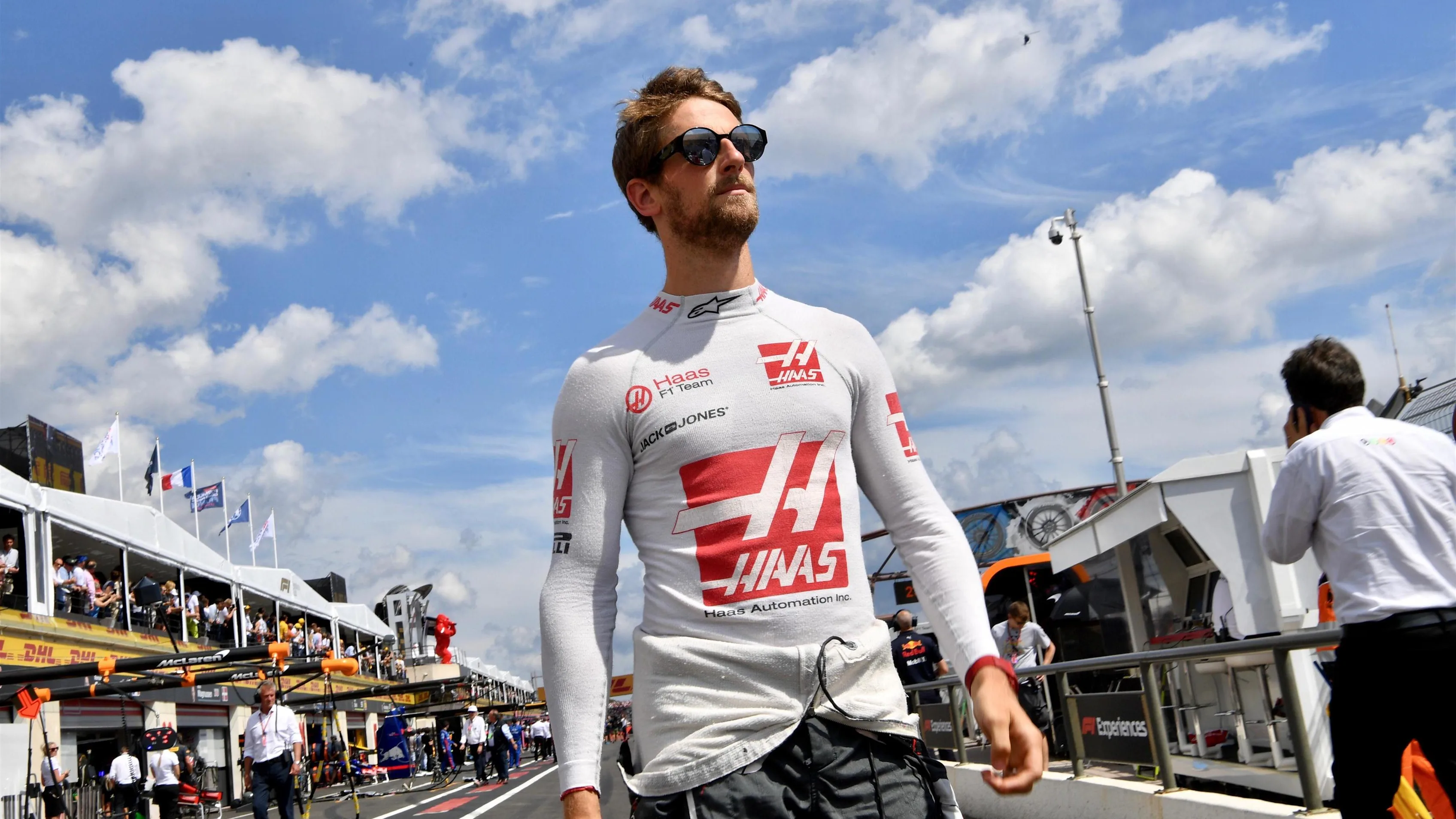 Romain Grosjean (FRA) Haas F1 at Formula One World Championship, Rd8, French Grand Prix, Race, Paul