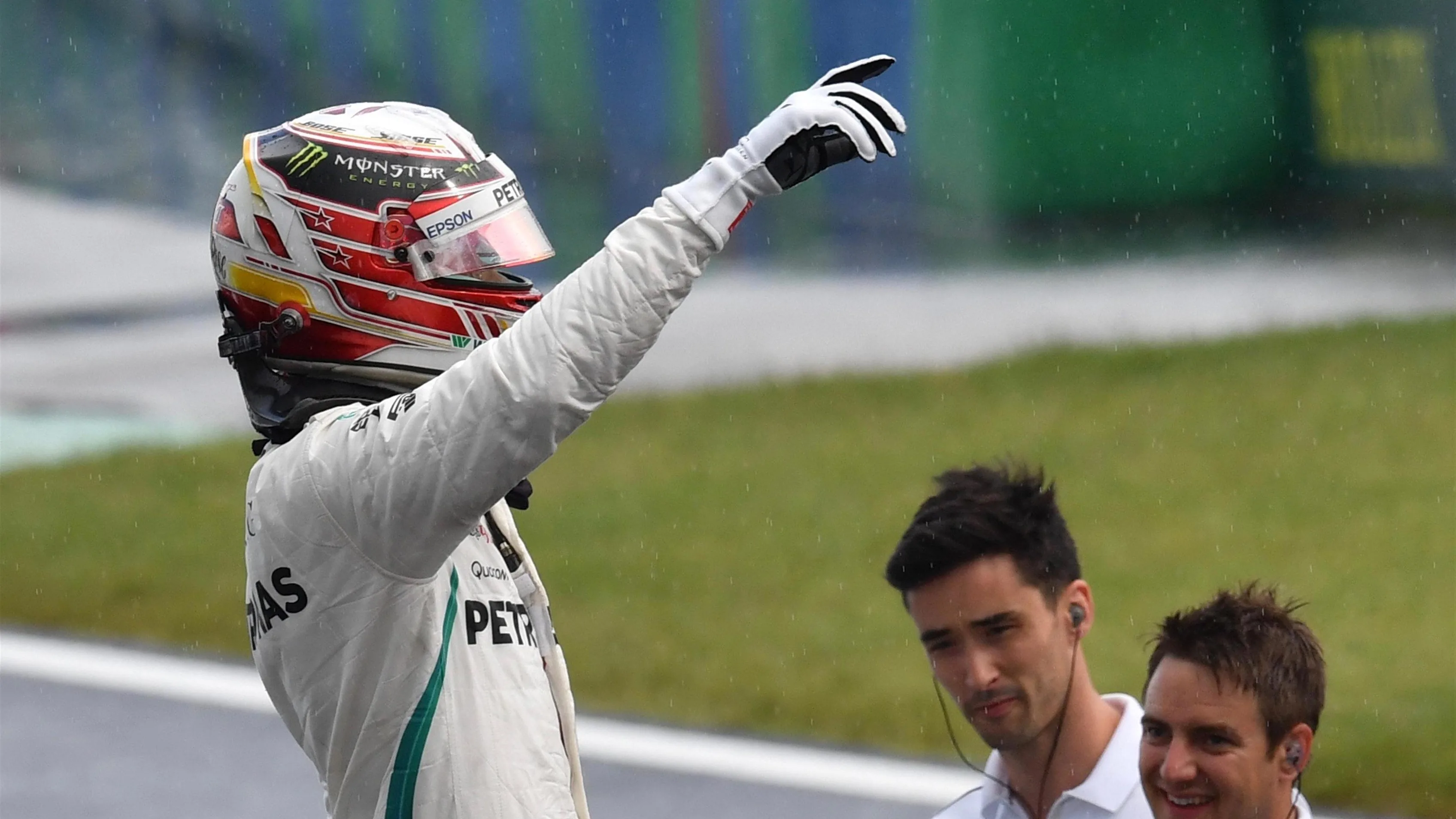 Lewis Hamilton (GBR) Mercedes-AMG F1 celebrates in parc ferme at Formula One World Championship, Rd12, Hungarian Grand Prix, Qualifying, Hungaroring, Hungary, Saturday 28 July 2018. © Jerry Andre/Sutton Images