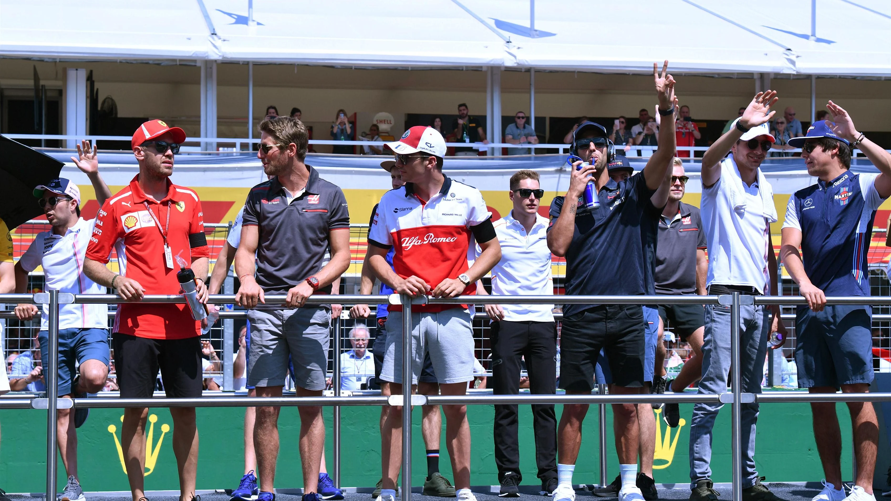 Drivers parade at Formula One World Championship, Rd12, Hungarian Grand Prix, Race, Hungaroring,
