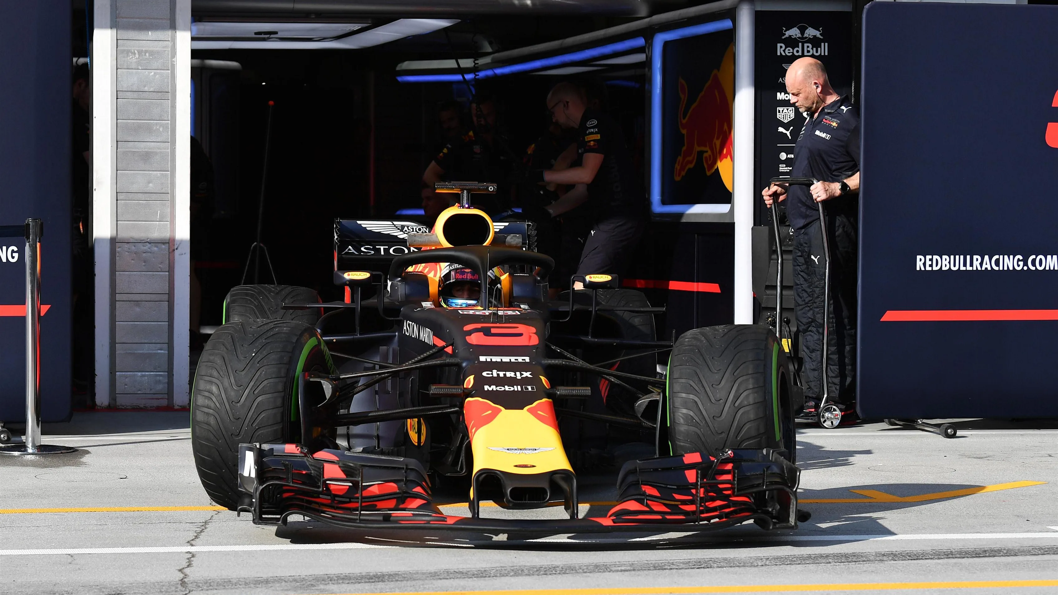 Daniel Ricciardo (AUS) Red Bull Racing RB14 at Formula One Testing, Day One, Hungaroring, Hungary,