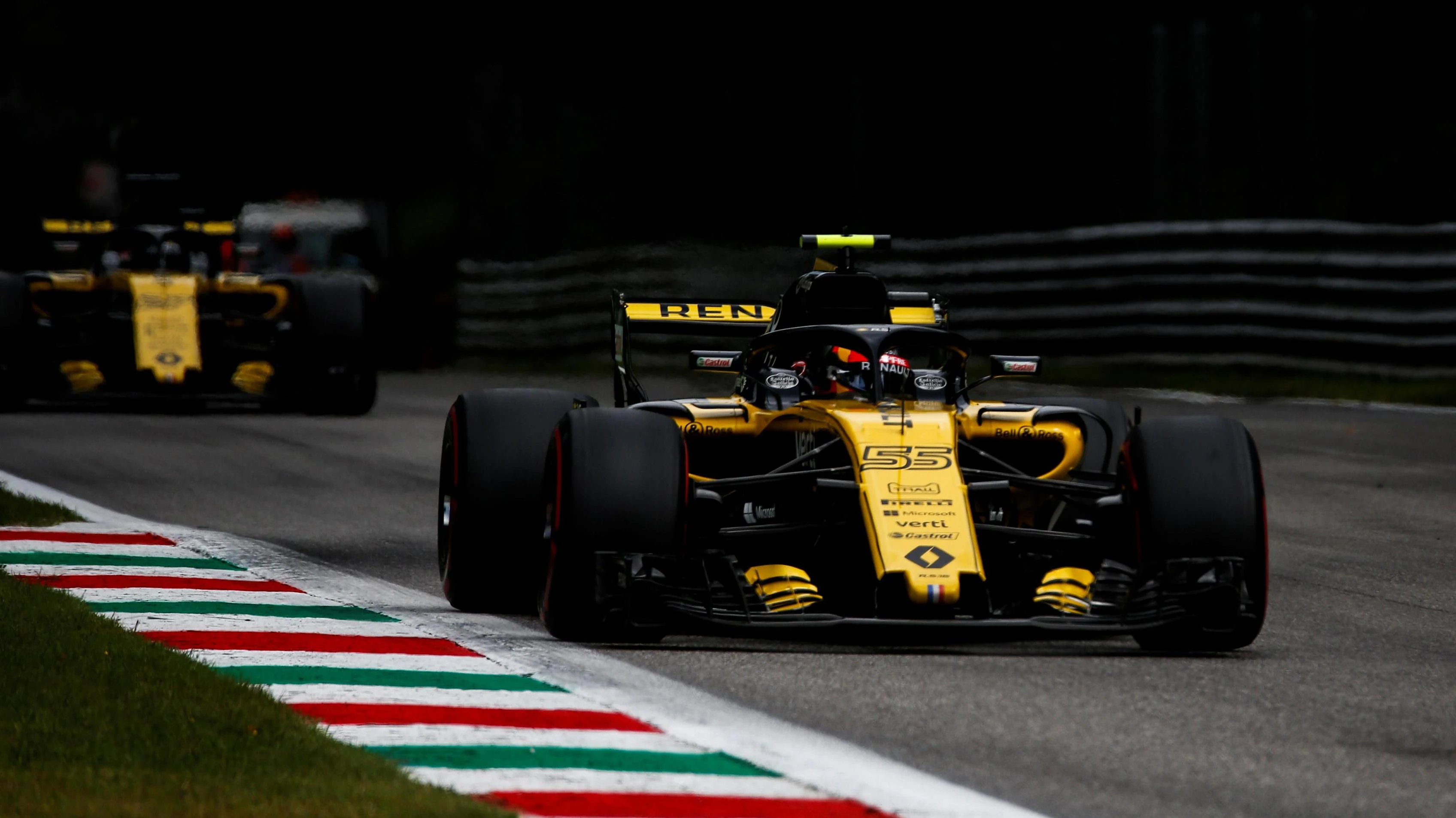 Carlos Sainz, Renault Sport F1 Team R.S. 18 and Nico Hulkenberg, Renault Sport F1 Team R.S. 18 at Formula One World Championship, Rd14, Italian Grand Prix, Qualifying, Monza, Italy, Saturday 1 September 2018. © Manuel Goria/Sutton Images