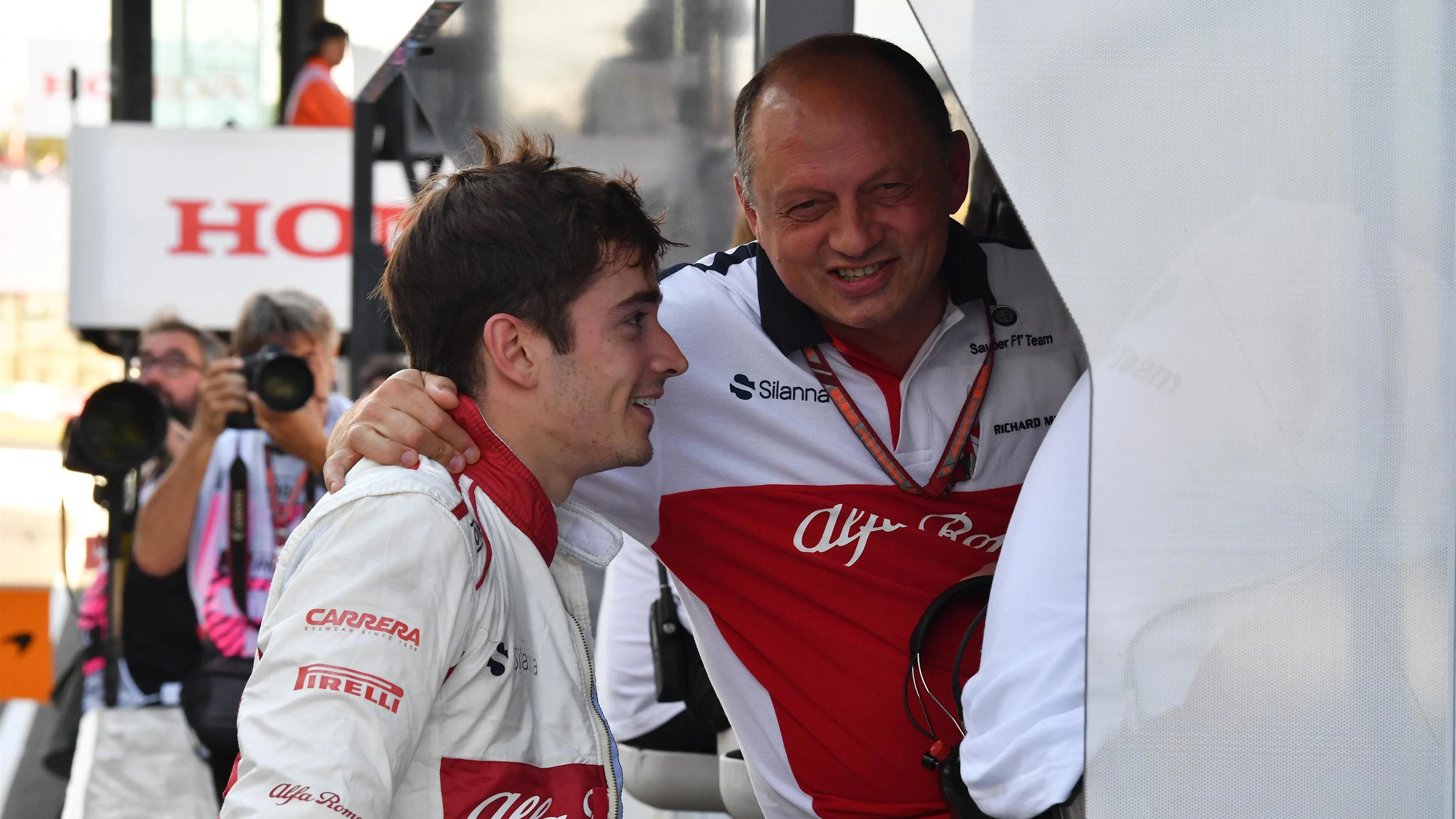 Charles Leclerc, Alfa Romeo Sauber F1 Team and Frederic Vasseur, Alfa Romeo Sauber F1 Team, Team