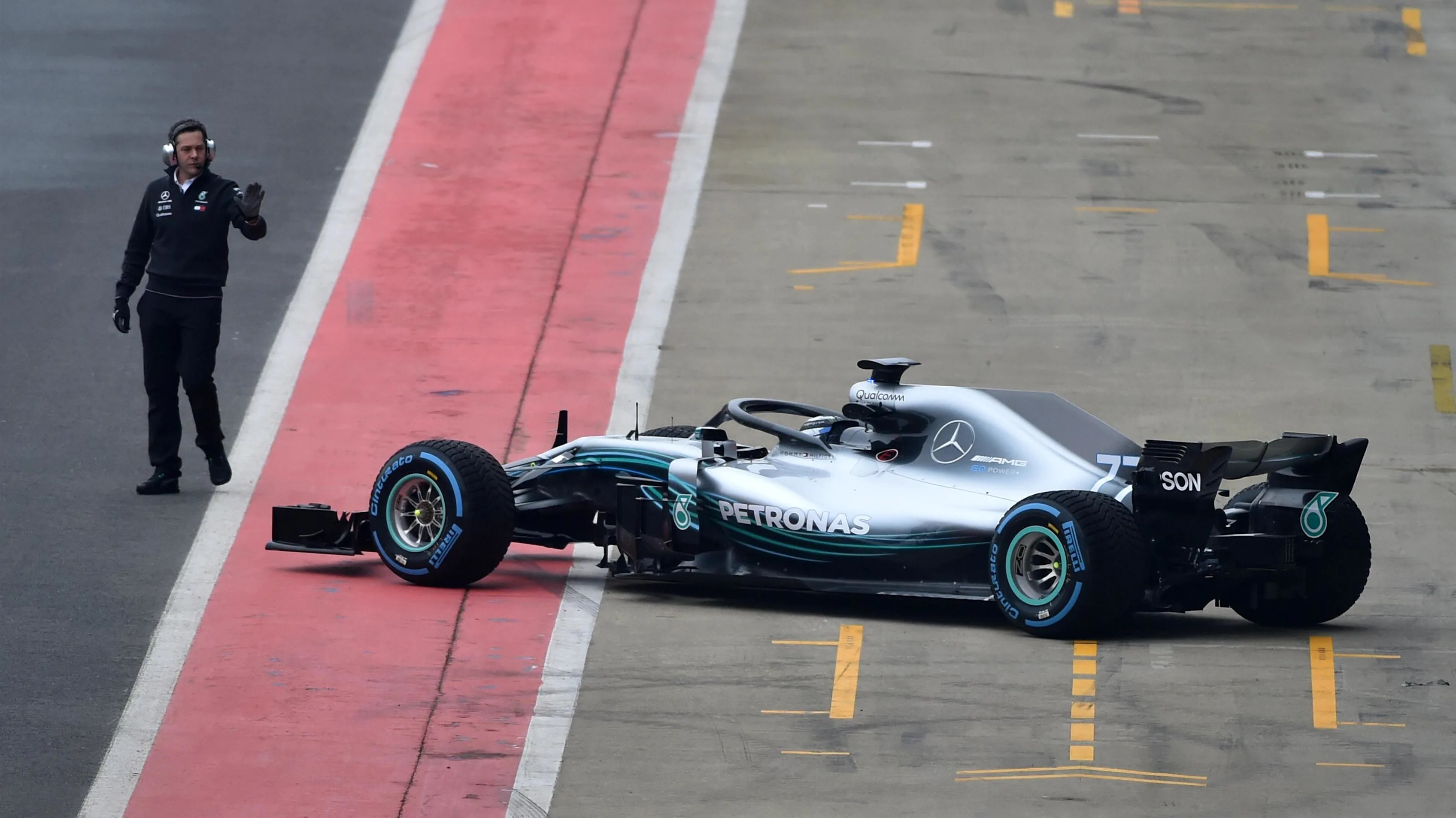 Valtteri Bottas (FIN) Mercedes-AMG F1 W09 EQ Power+ at Mercedes-AMG F1 W09 EQ Power+ Launch and First Run, Silverstone, England, 22 February 2018. © Simon Galloway/Sutton Images