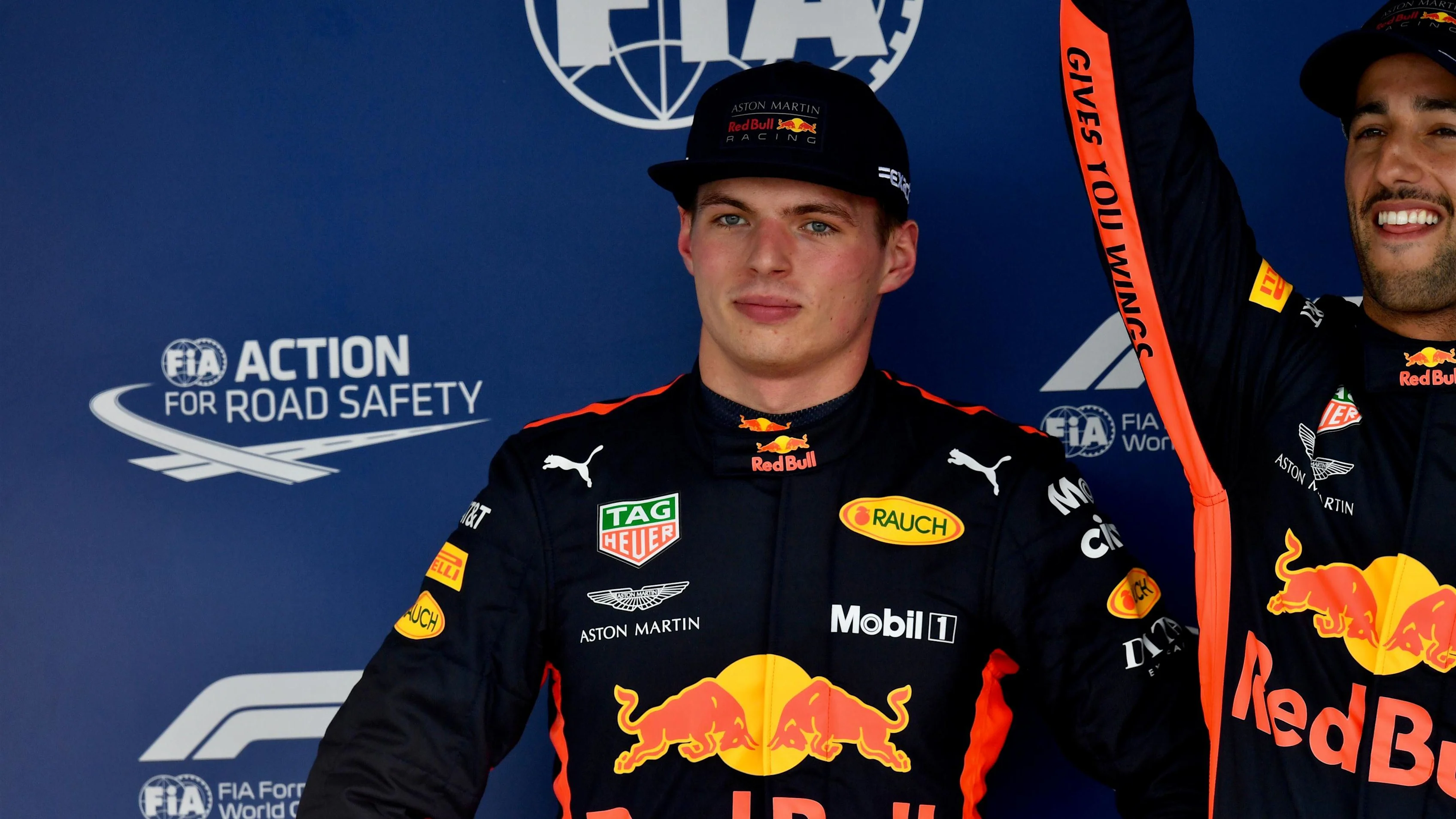 Max Verstappen, Red Bull Racing and Daniel Ricciardo, Red Bull Racing in parc ferme at Formula One