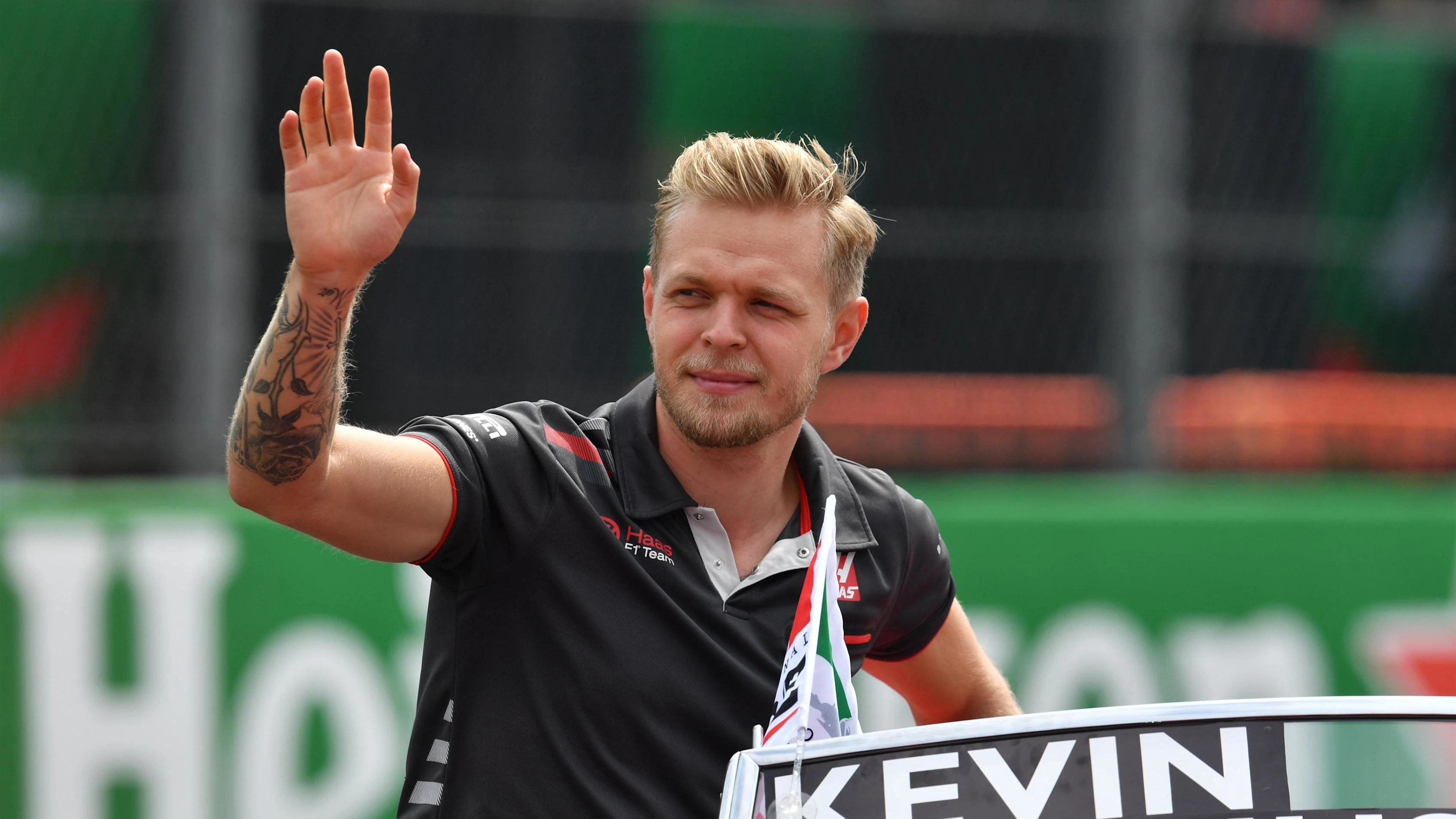 Kevin Magnussen, Haas F1 Team on the drivers parade at Formula One World Championship, Rd19,