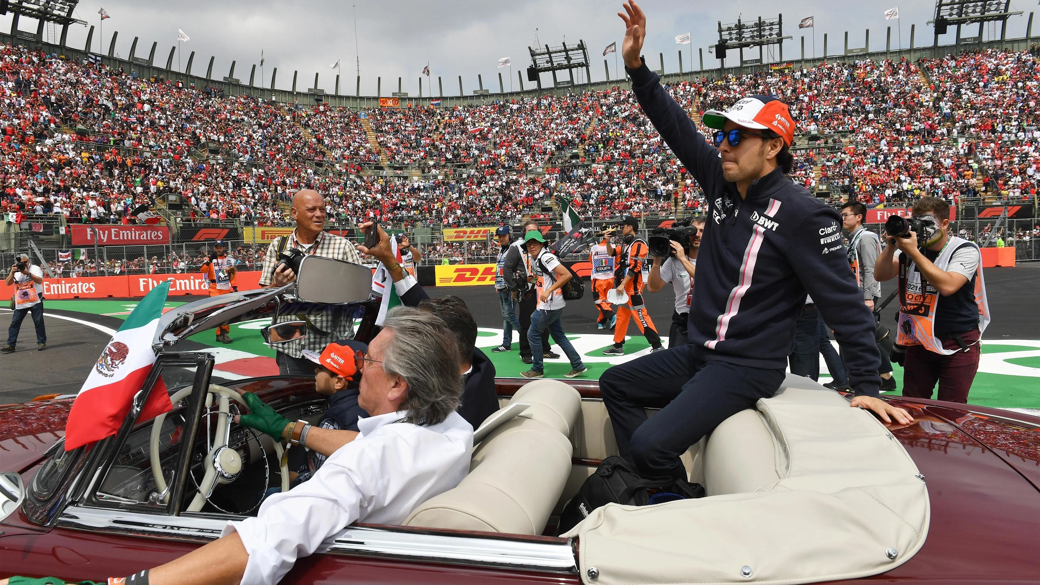 Sergio Perez, Racing Point Force India on the drivers parade at Formula One World Championship,
