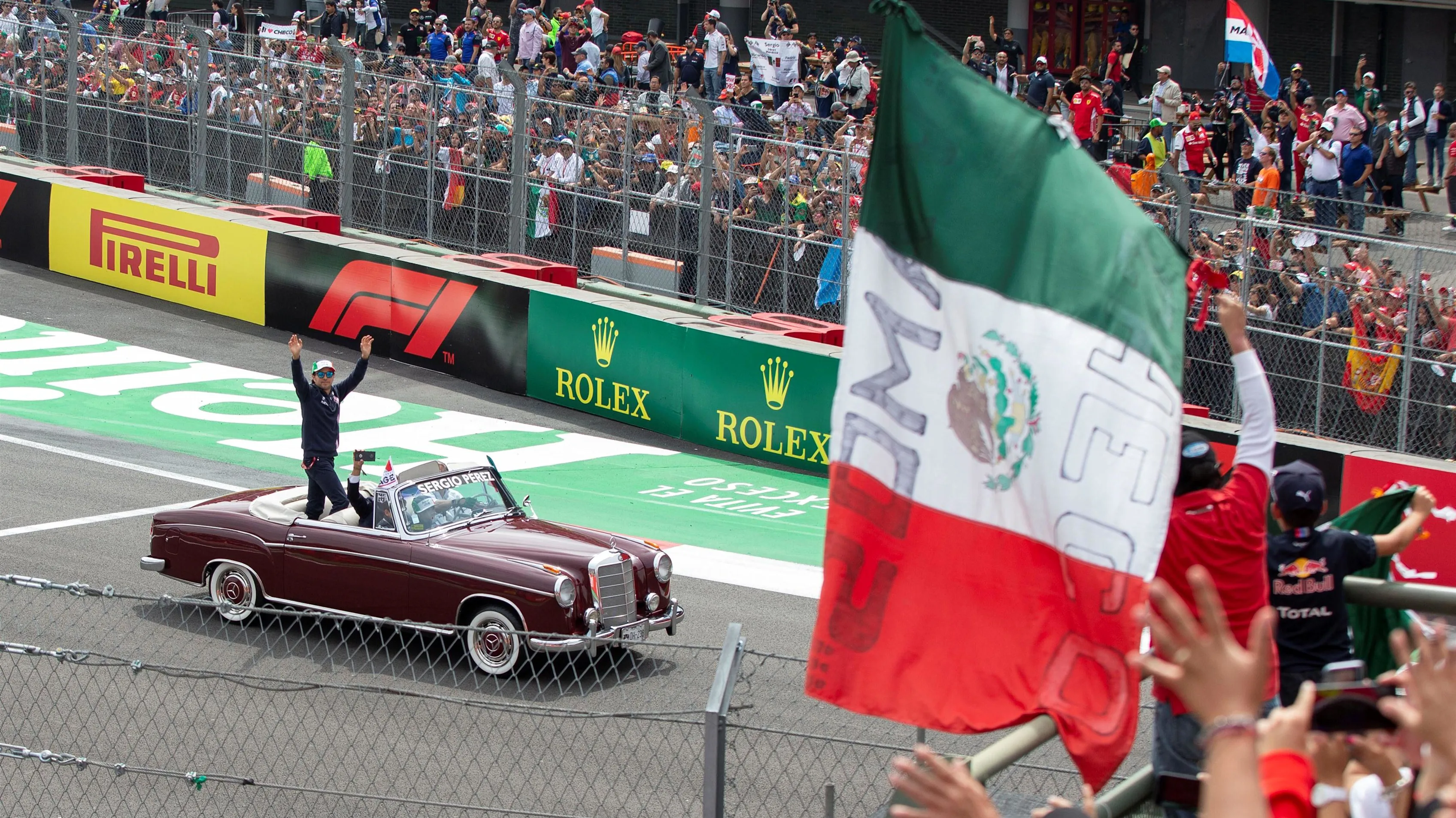 Sergio Perez, Racing Point Force India on the drivers parade at Formula One World Championship,