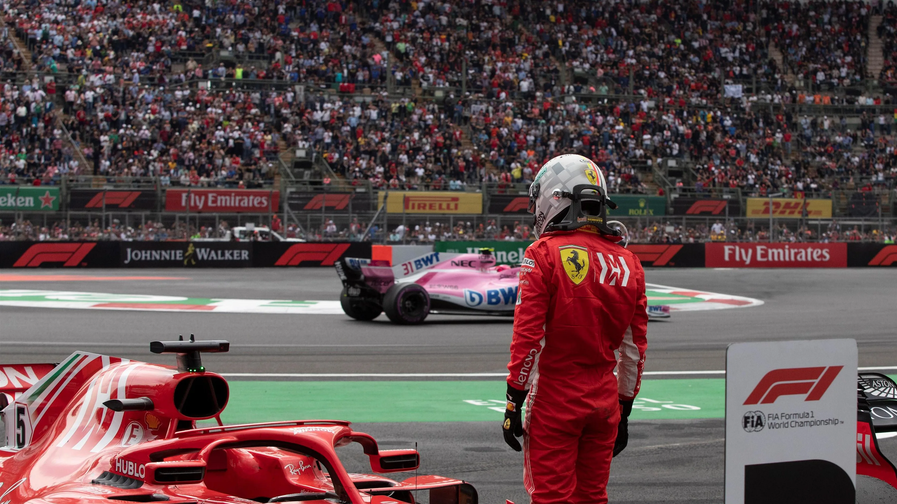 Sebastian Vettel, Ferrari in Parc Ferme at Formula One World Championship, Rd19, Mexican Grand Prix, Race, Circuit Hermanos Rodriguez, Mexico City, Mexico, Sunday 28 October 2018.
