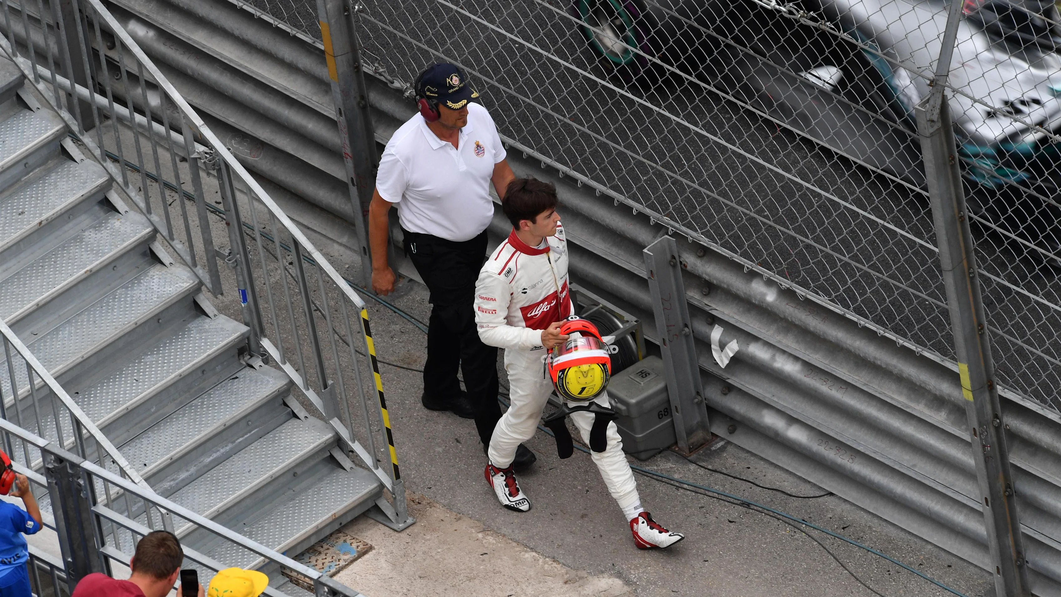 Race retiree Charles Leclerc (MON) Alfa Romeo Sauber F1 Team walks in at Formula One World Championship, Rd6, Monaco Grand Prix, Race, Monte-Carlo, Monaco, Sunday 27 May 2018. © Jerry Andre/Sutton Images