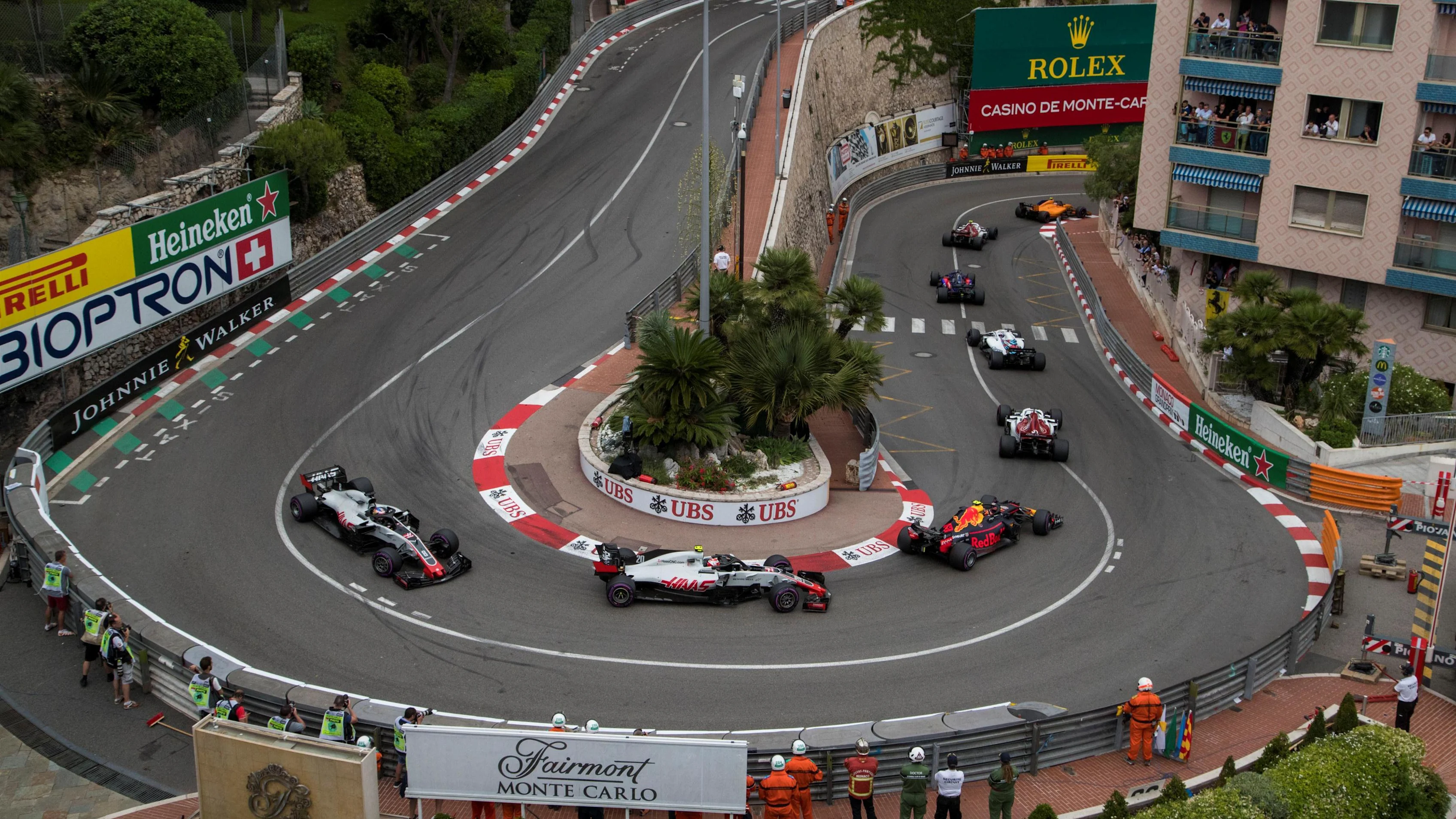 Kevin Magnussen (DEN) Haas VF-18 at the start of the race at Formula One World Championship, Rd6,