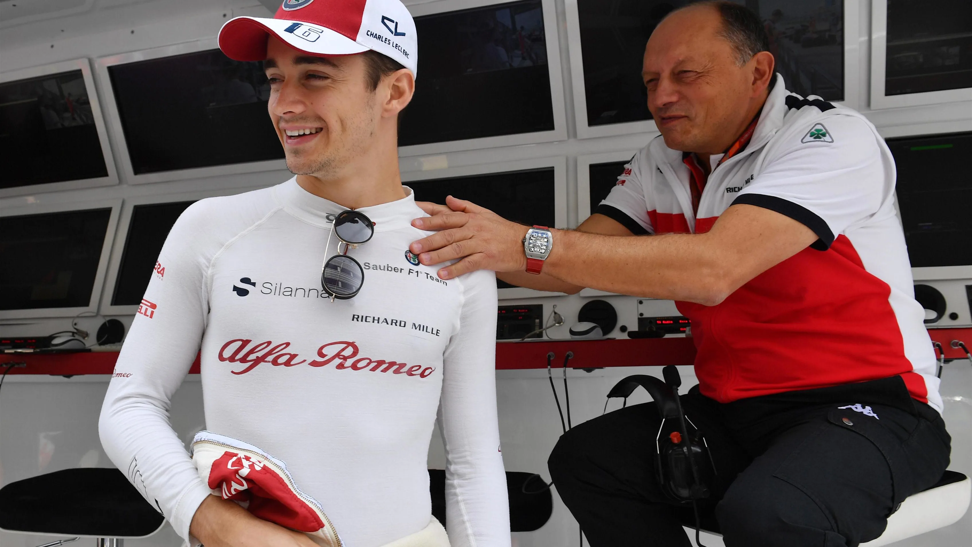 Charles Leclerc, Alfa Romeo Sauber F1 Team and Frederic Vasseur, Alfa Romeo Sauber F1 Team, Team