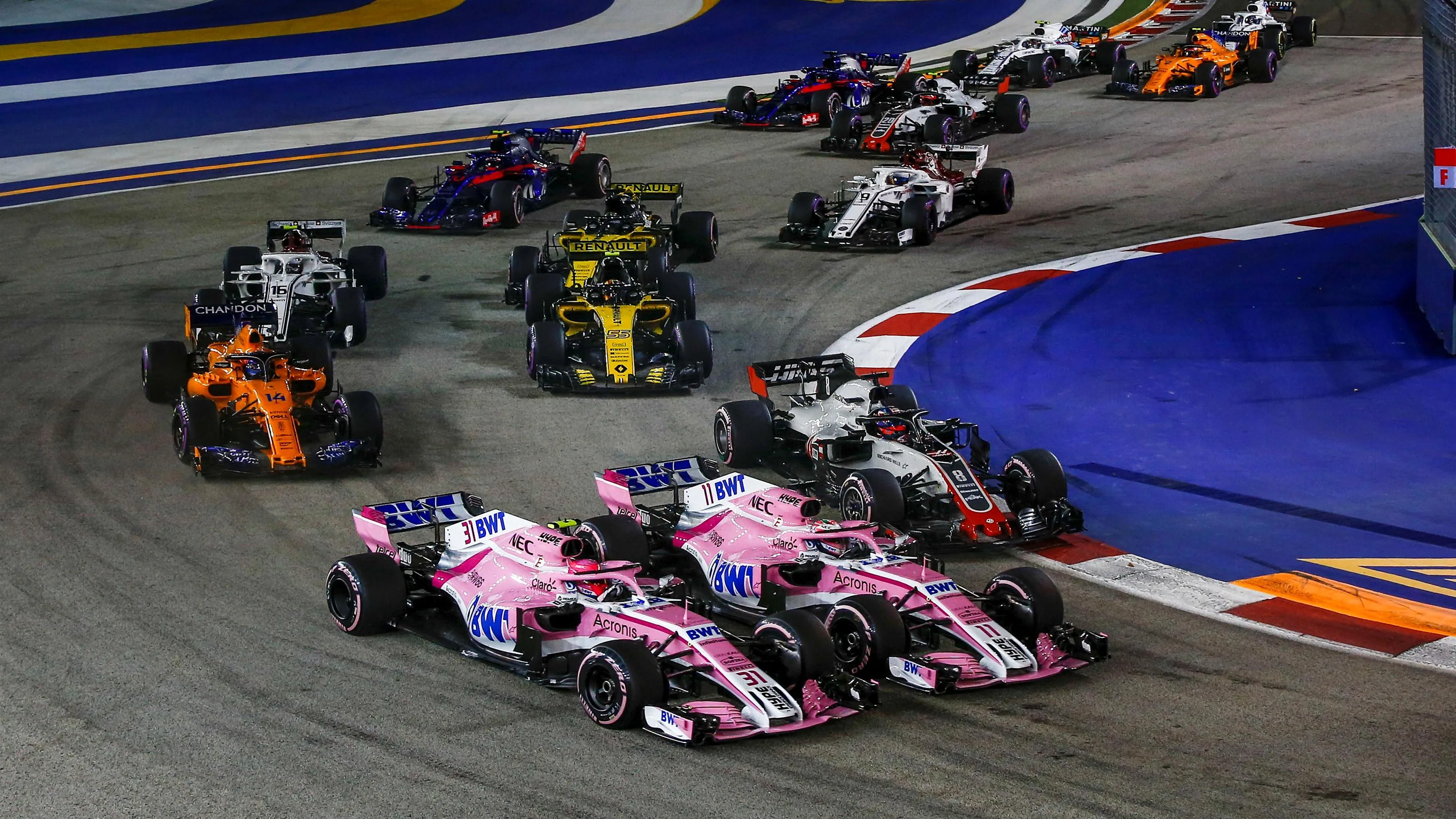 Esteban Ocon, Racing Point Force India VJM11, Sergio Perez, Racing Point Force India VJM11 and