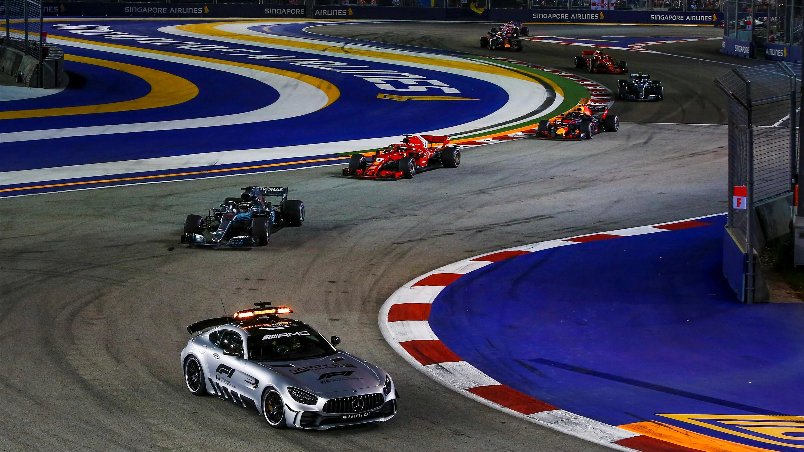 Safety Car leads at Formula One World Championship, Rd15, Singapore Grand Prix, Race, Marina Bay
