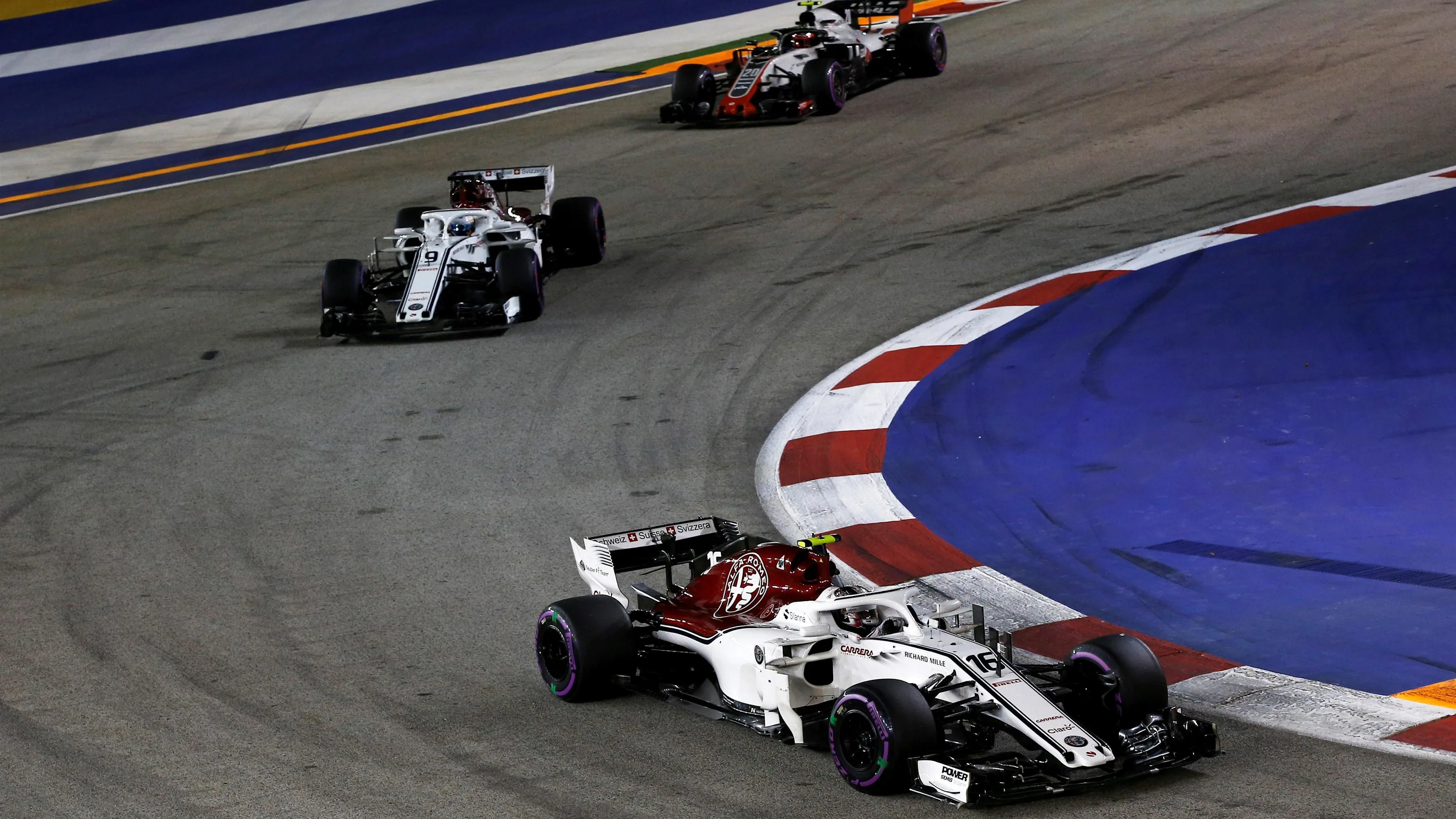 Charles Leclerc, Alfa Romeo Sauber C37 at Formula One World Championship, Rd15, Singapore Grand Prix, Race, Marina Bay Circuit, Singapore, Sunday 16 September 2018.