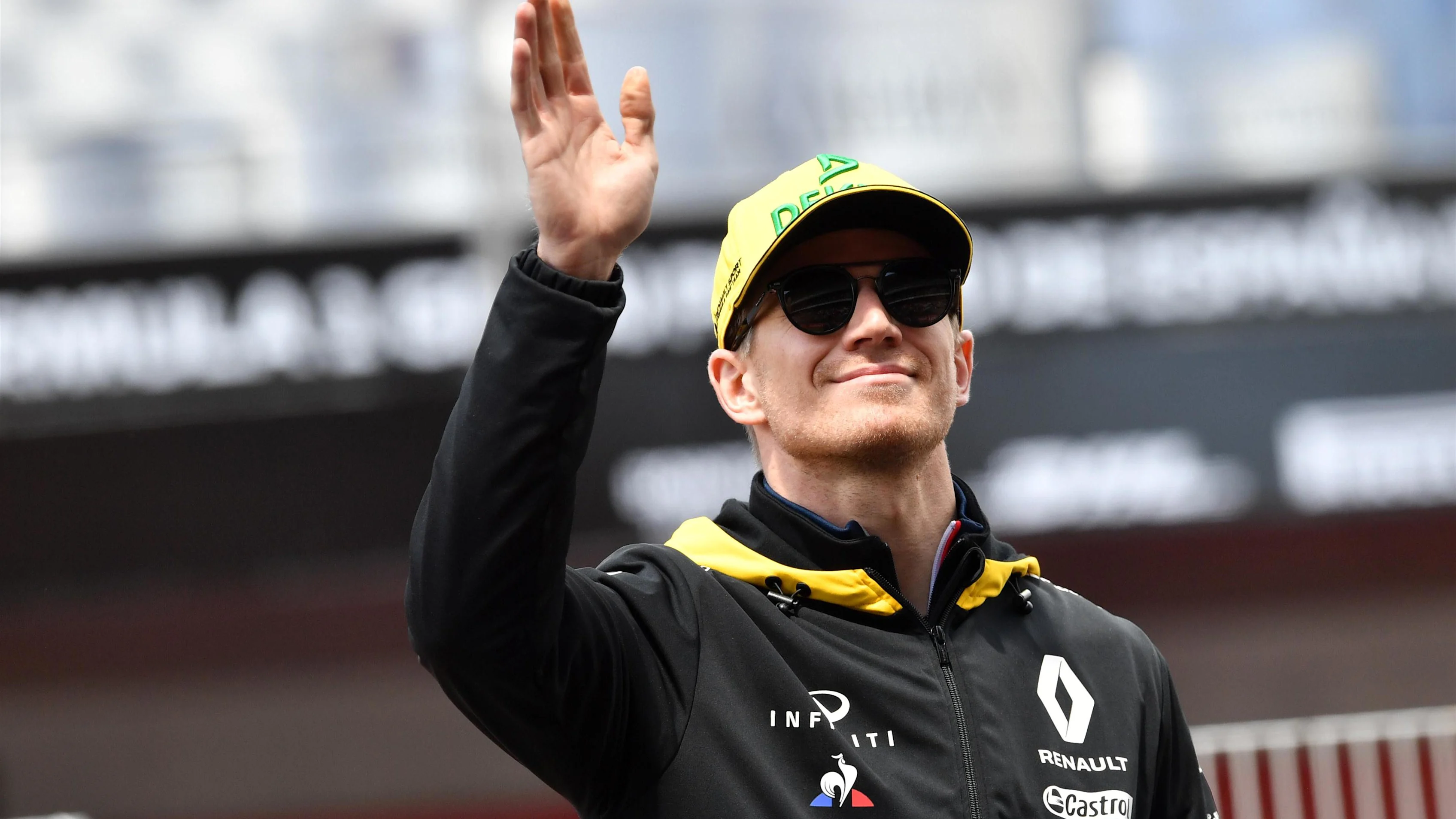 Nico Hulkenberg (GER) Renault Sport F1 Team on the drivers parade at Formula One World