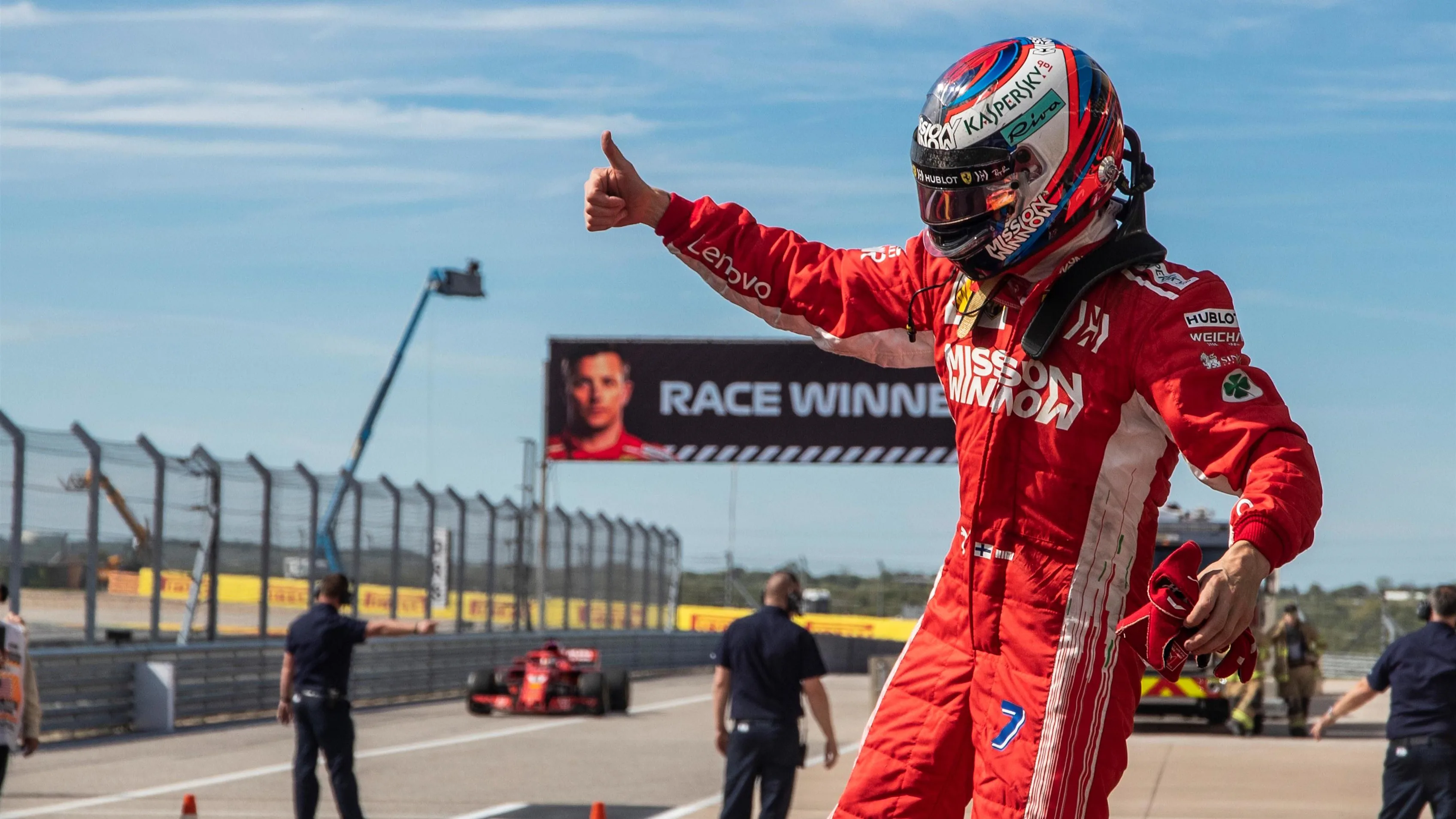 Kimi Raikkonen, Ferrari celebrates in parc ferme at Formula One World Championship, Rd18, United