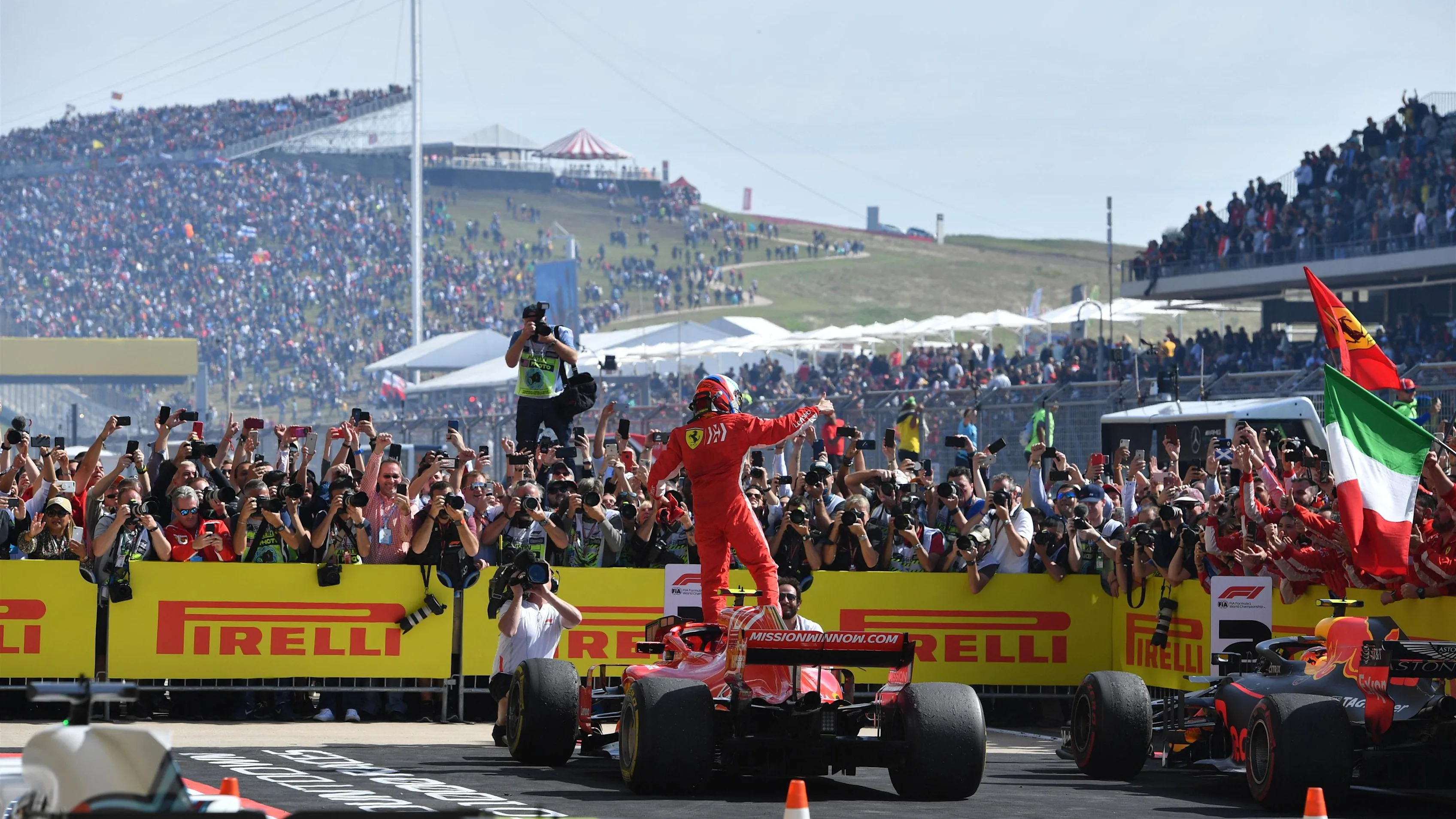 Race winner Kimi Raikkonen, Ferrari SF71H celebrates in Parc Ferme at Formula One World