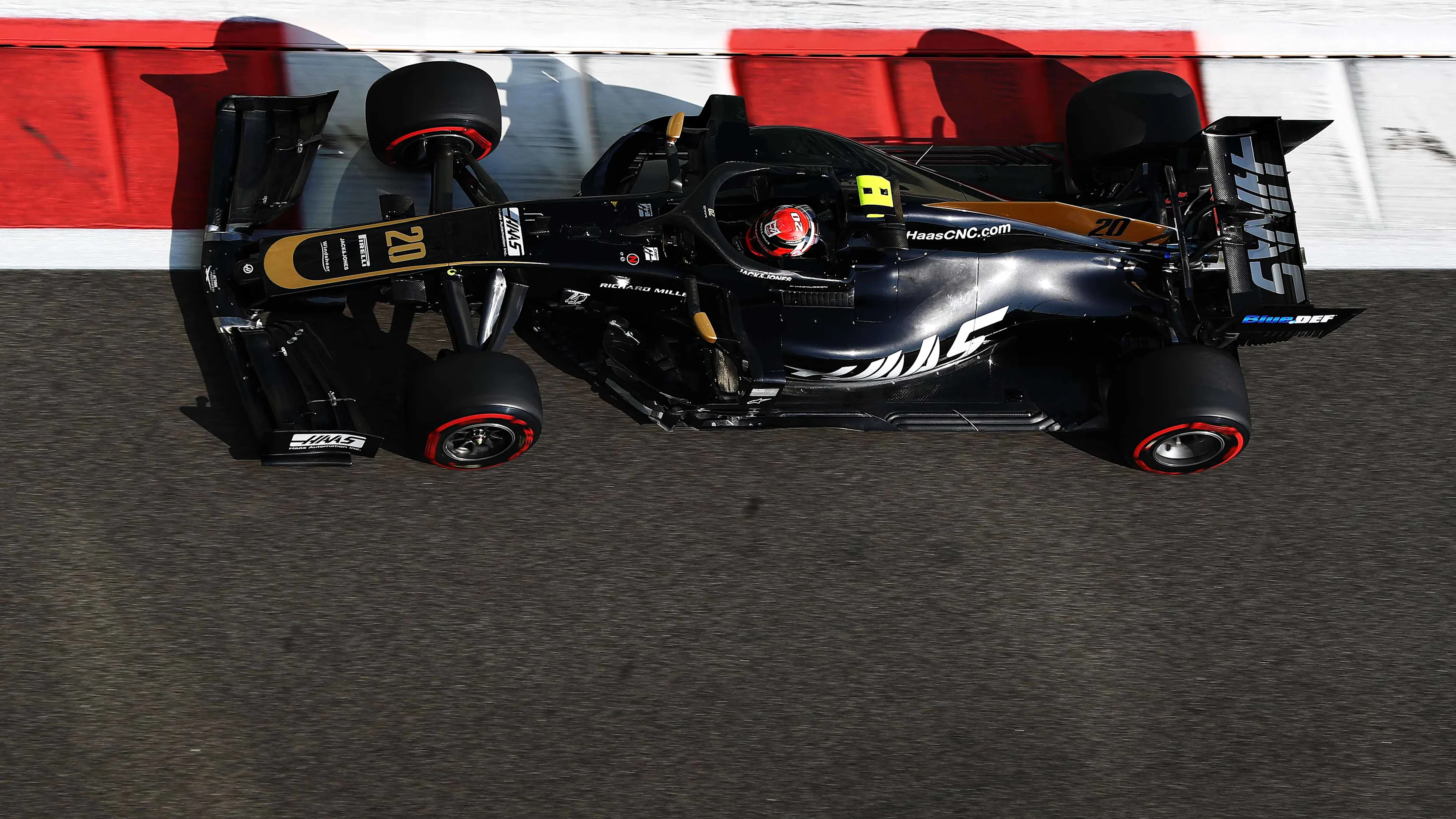 ABU DHABI, UNITED ARAB EMIRATES - NOVEMBER 29: Kevin Magnussen of Denmark driving the (20) Haas F1 Team VF-19 Ferrari on track during practice for the F1 Grand Prix of Abu Dhabi at Yas Marina Circuit on November 29, 2019 in Abu Dhabi, United Arab Emirates. (Photo by Mark Thompson/Getty Images)