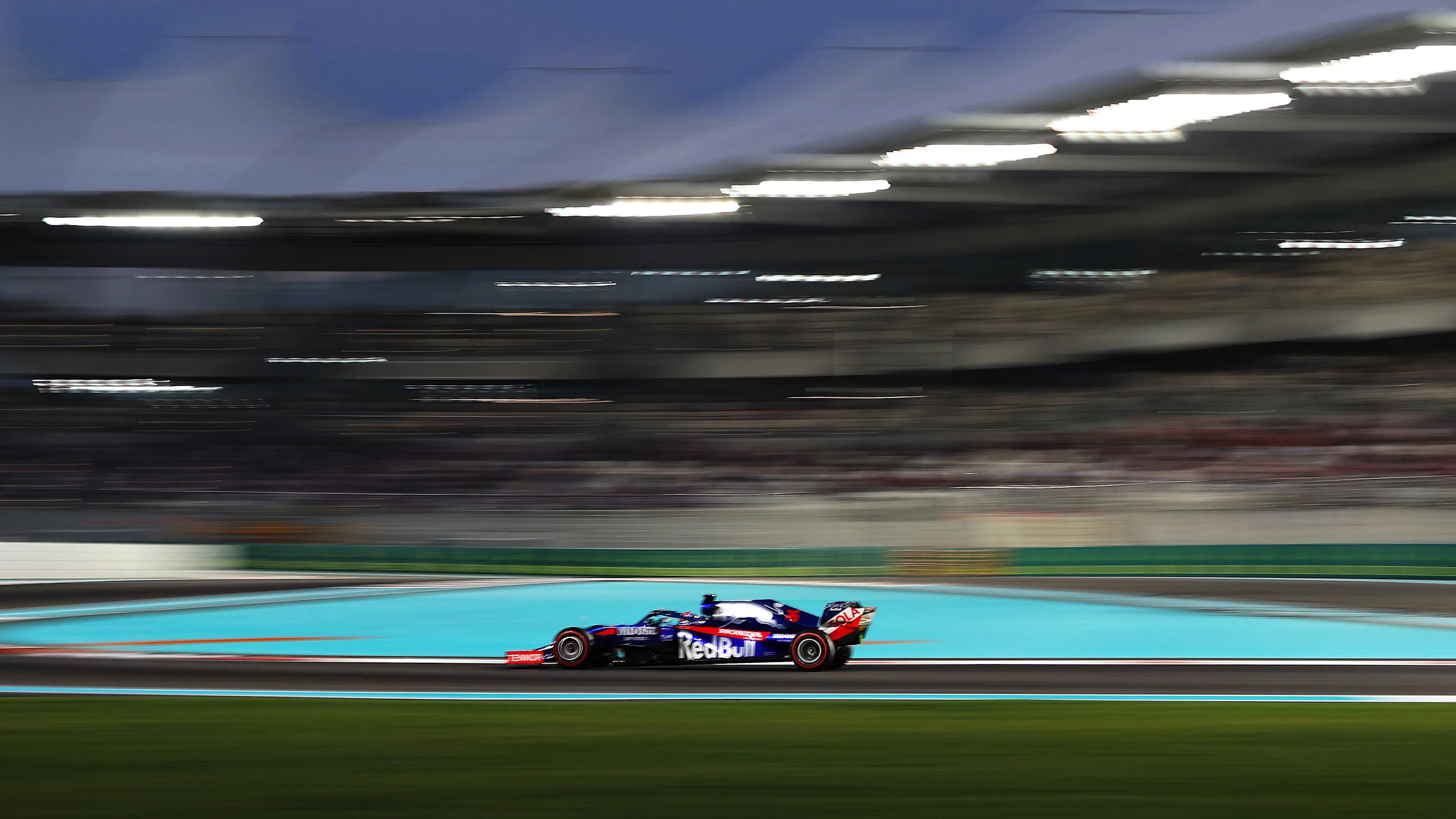 ABU DHABI, UNITED ARAB EMIRATES - NOVEMBER 30: Daniil Kvyat driving the (26) Scuderia Toro Rosso STR14 Honda on track during qualifying for the F1 Grand Prix of Abu Dhabi at Yas Marina Circuit on November 30, 2019 in Abu Dhabi, United Arab Emirates. (Photo by Francois Nel/Getty Images)