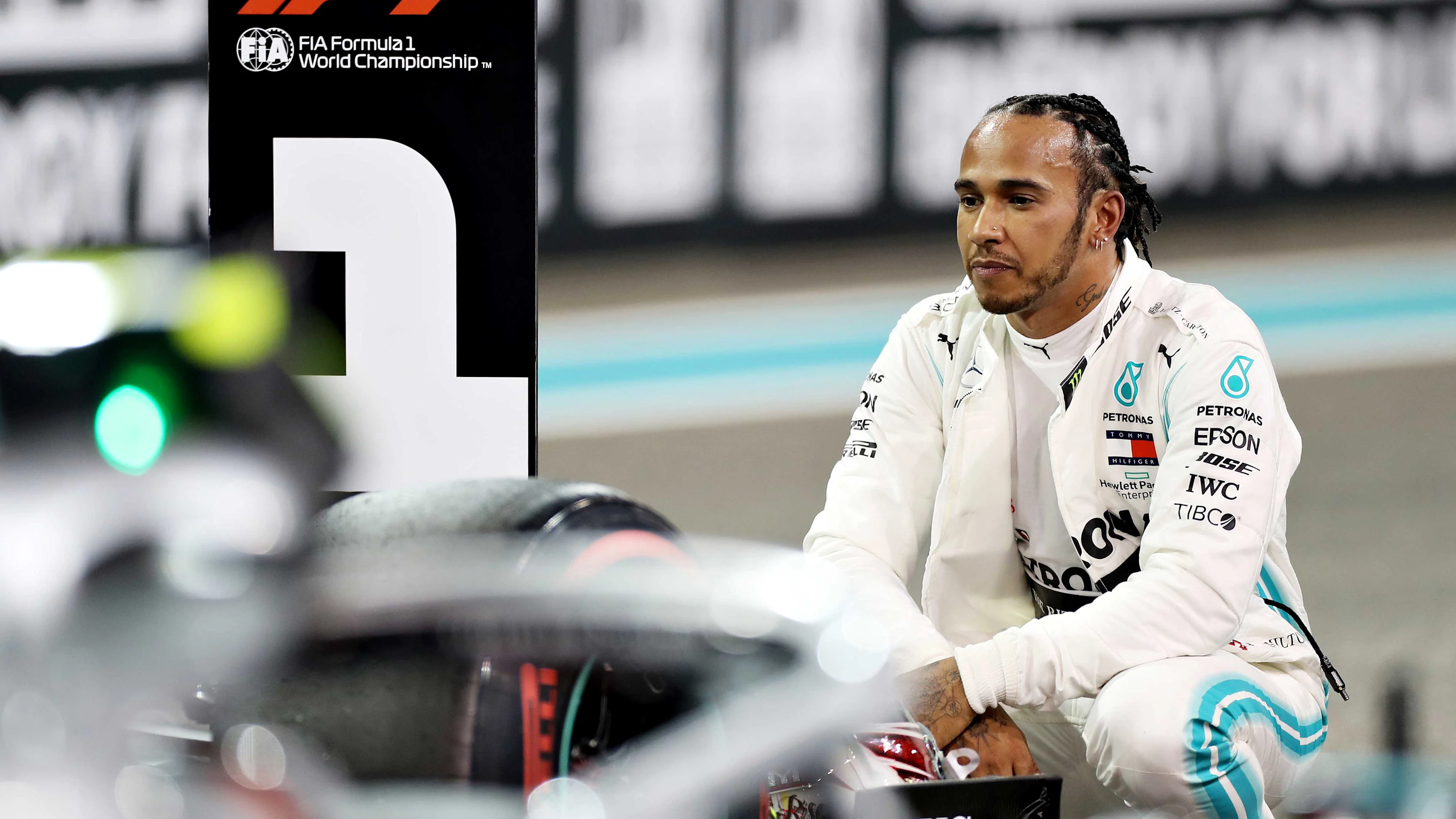 ABU DHABI, UNITED ARAB EMIRATES - NOVEMBER 30: Pole position qualifier Lewis Hamilton of Great