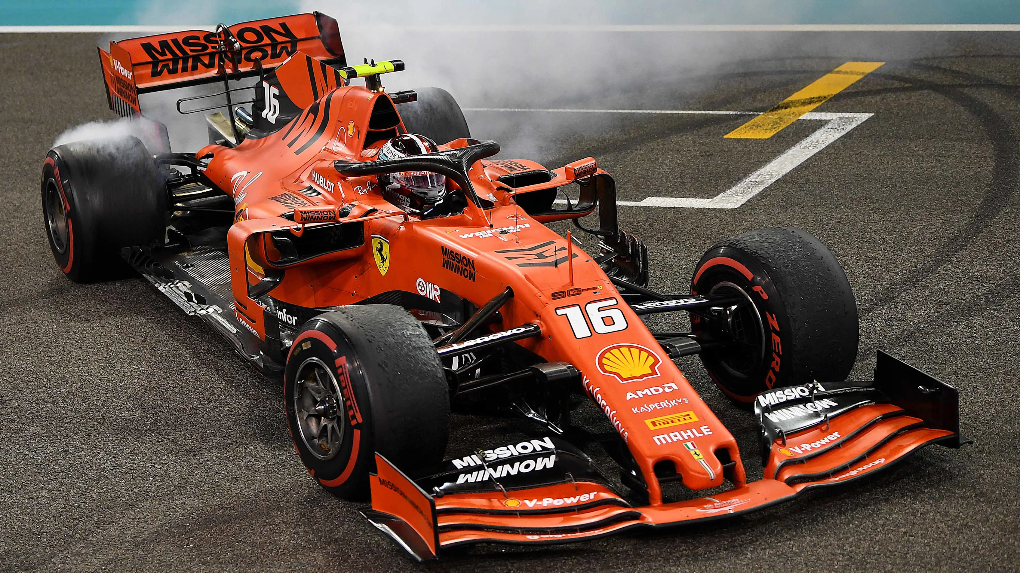 ABU DHABI, UNITED ARAB EMIRATES - DECEMBER 01: Third placed Charles Leclerc of Monaco driving the