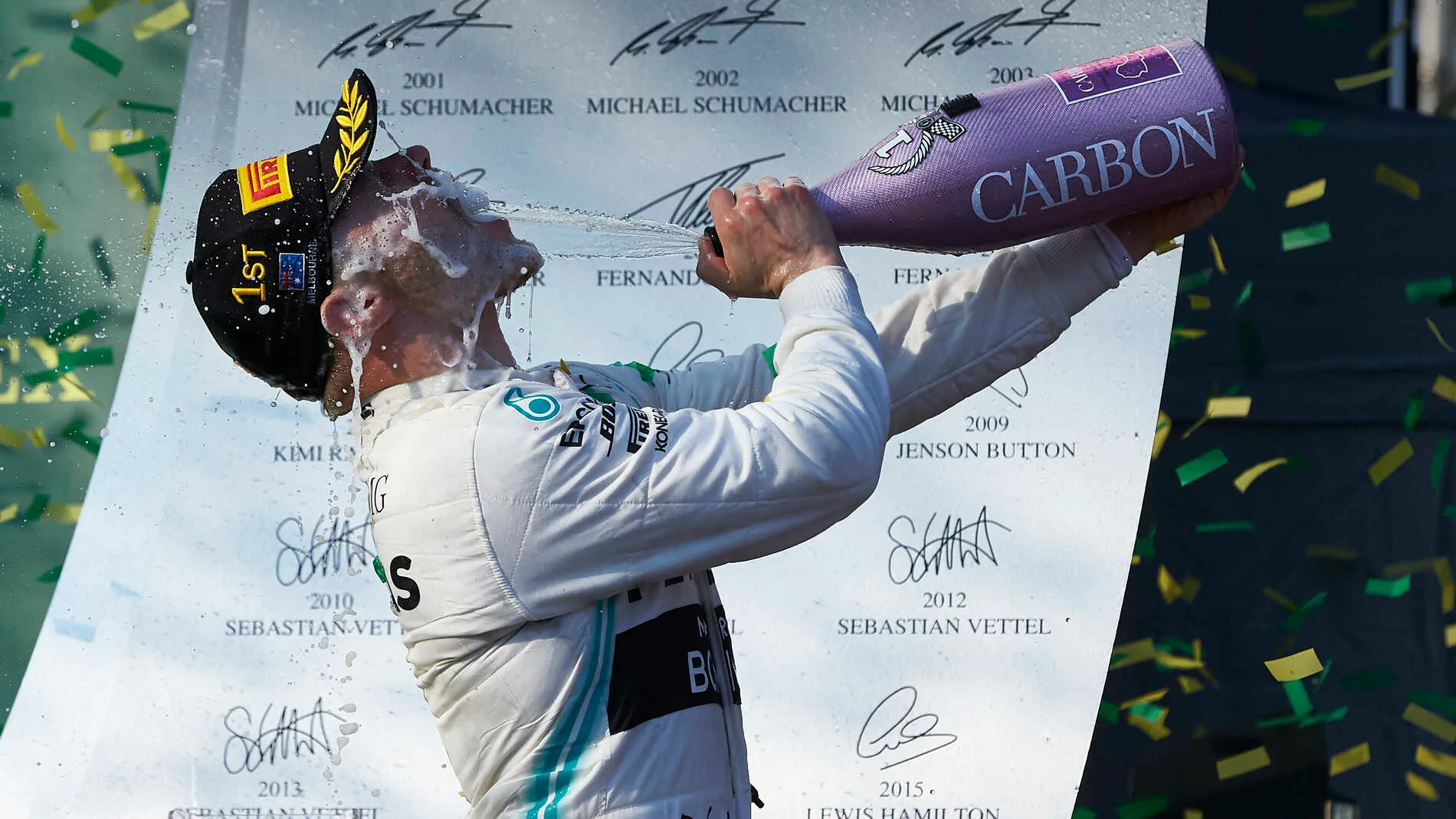 MELBOURNE GRAND PRIX CIRCUIT, AUSTRALIA - MARCH 17: Valtteri Bottas, Mercedes AMG F1, 1st position,