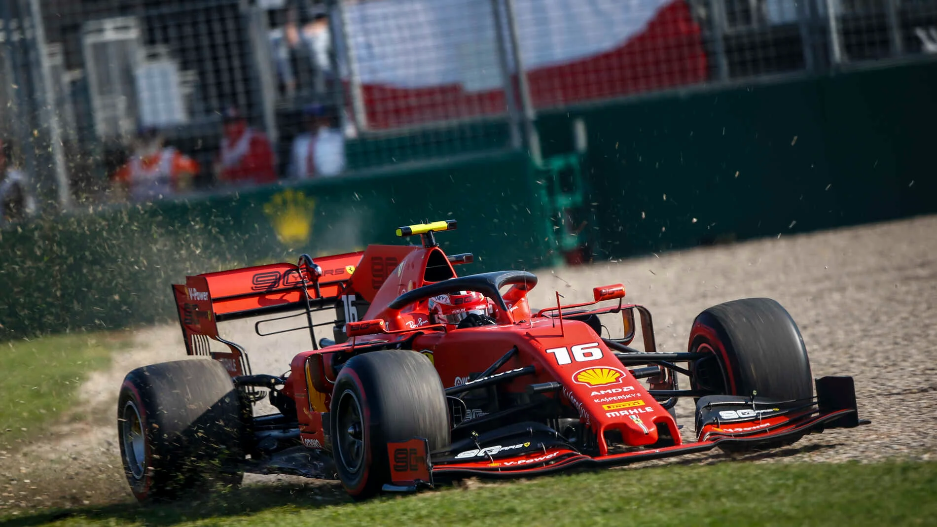 MELBOURNE GRAND PRIX CIRCUIT, AUSTRALIA - MARCH 17: Charles Leclerc, Ferrari SF90, heads off the