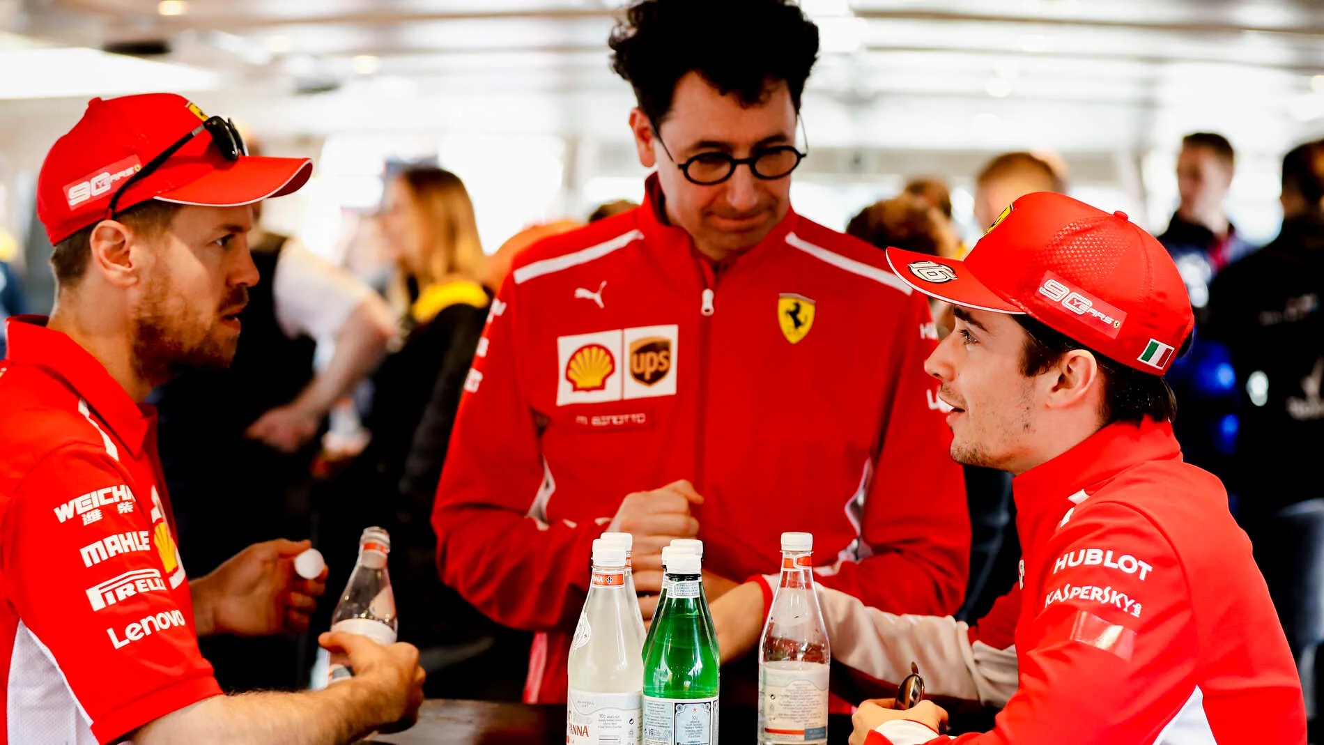 MELBOURNE GRAND PRIX CIRCUIT, AUSTRALIA - MARCH 13: Sebastian Vettel, Ferrari, Mattia Binotto, Team