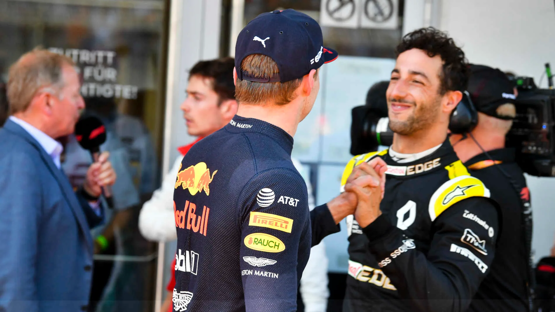 RED BULL RING, AUSTRIA - JUNE 30: Daniel Ricciardo, Renault F1 Team congratulates Race winner Max