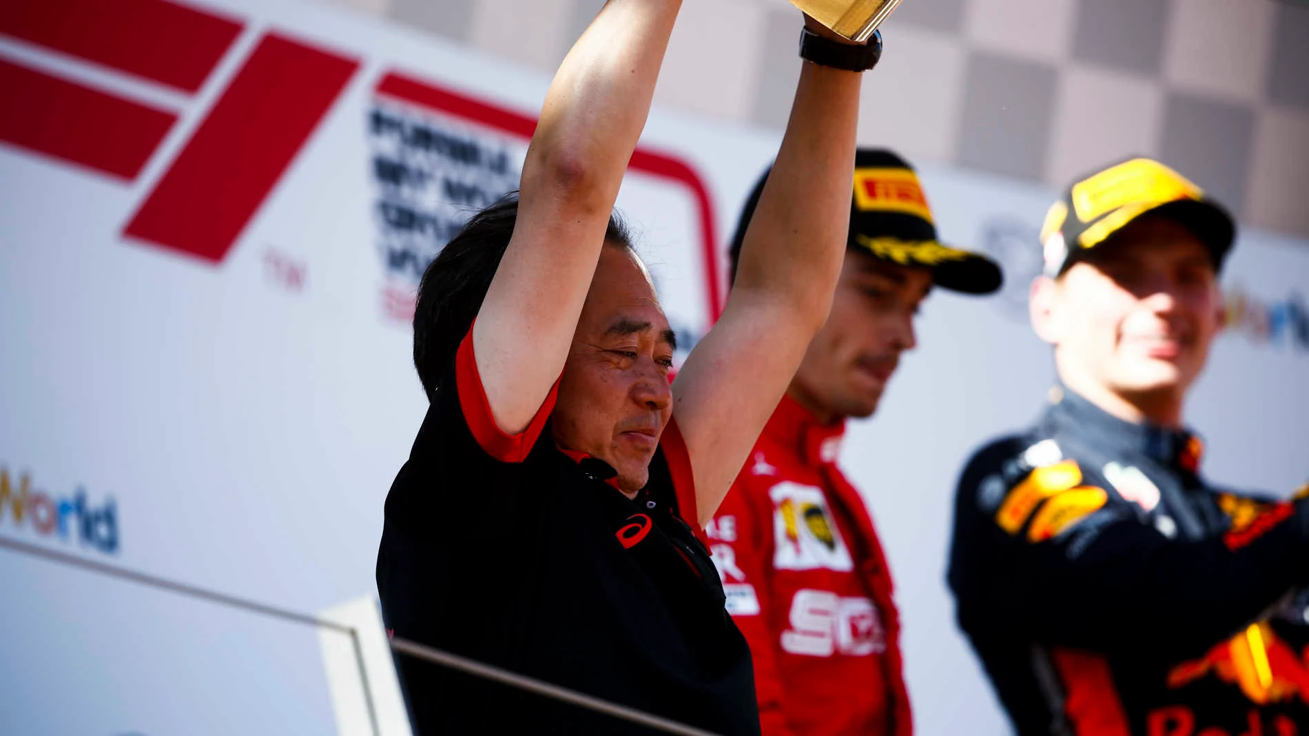 RED BULL RING, AUSTRIA - JUNE 30: Toyoharu Tanabe, F1 Technical Director, Honda, receives the
