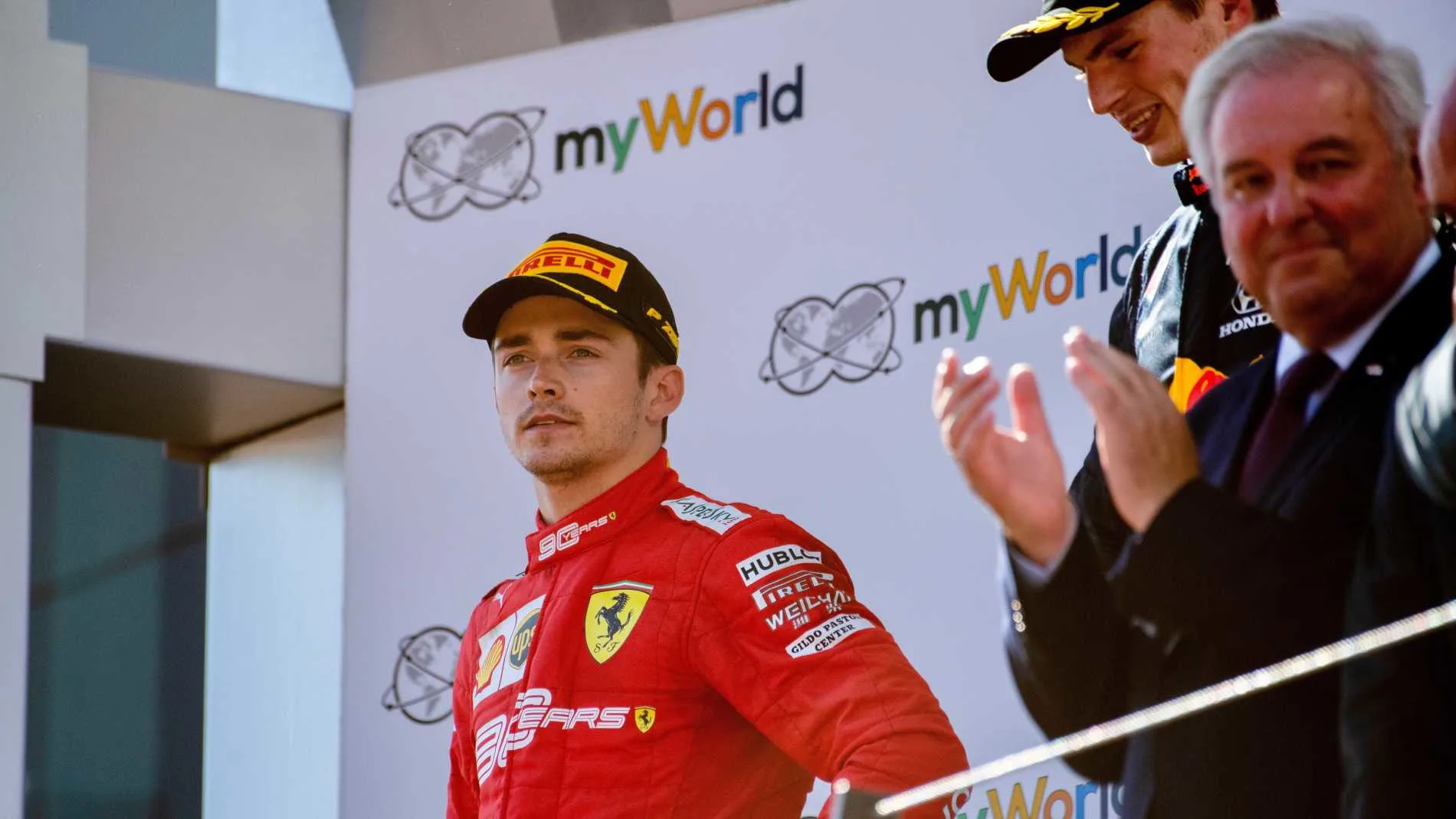 RED BULL RING, AUSTRIA - JUNE 30: Charles Leclerc, Ferrari, 2nd position, and Max Verstappen, Red