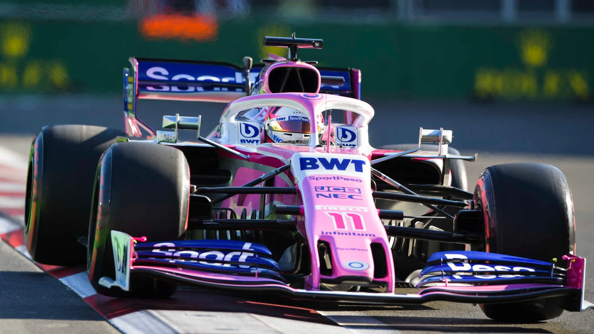 BAKU CITY CIRCUIT, AZERBAIJAN - APRIL 27: Sergio Perez, Racing Point RP19 during the Azerbaijan GP