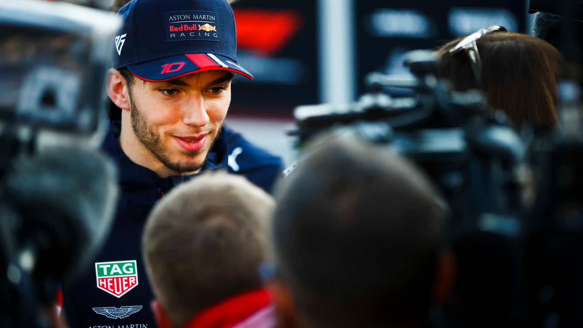 BAKU CITY CIRCUIT, AZERBAIJAN - APRIL 27: Pierre Gasly, Red Bull Racing, is interviewed after